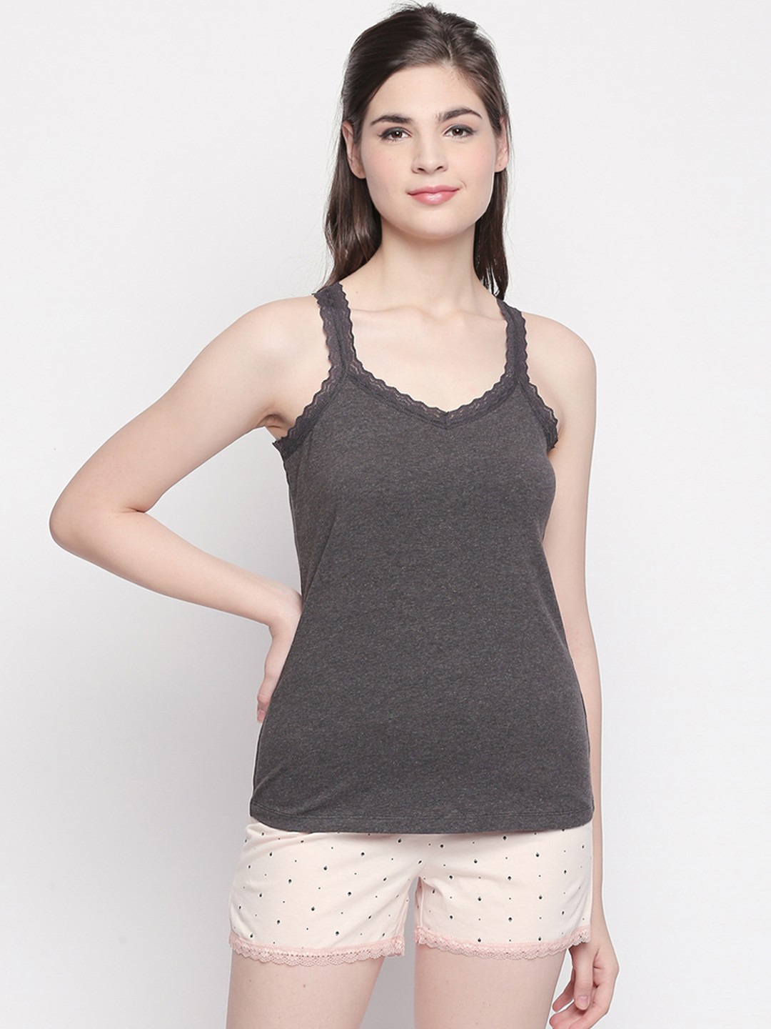 

Dreamz by Pantaloons Women Grey Solid Lounge Top