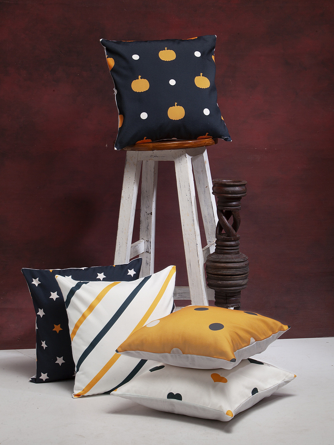 

Alina decor Set of 5 Printed 16" x 16" Cushion Covers, Mustard