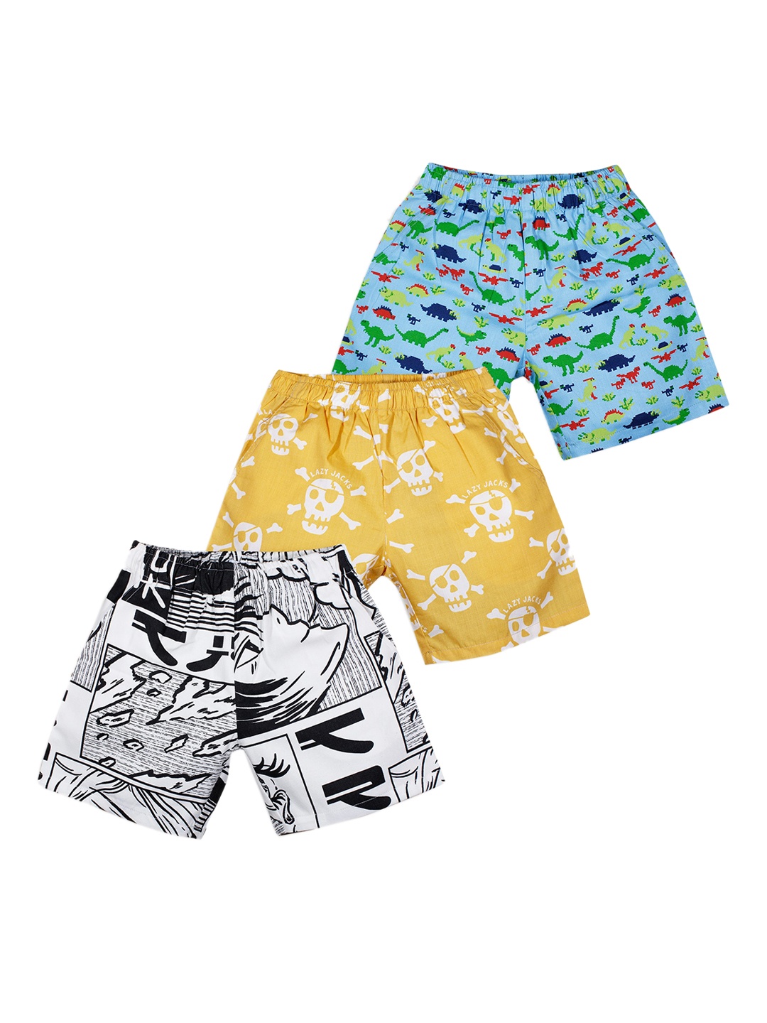 

Luke & Lilly Boys Pack Of 3 Blue Printed Regular Shorts