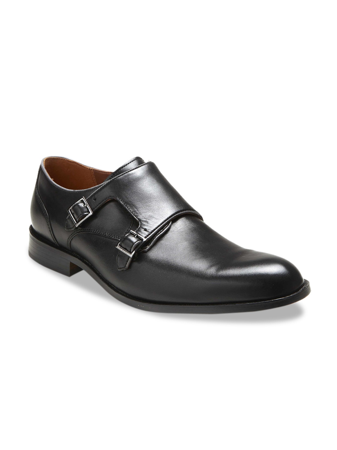 

Florsheim Men Black Solid Leather Formal Monks