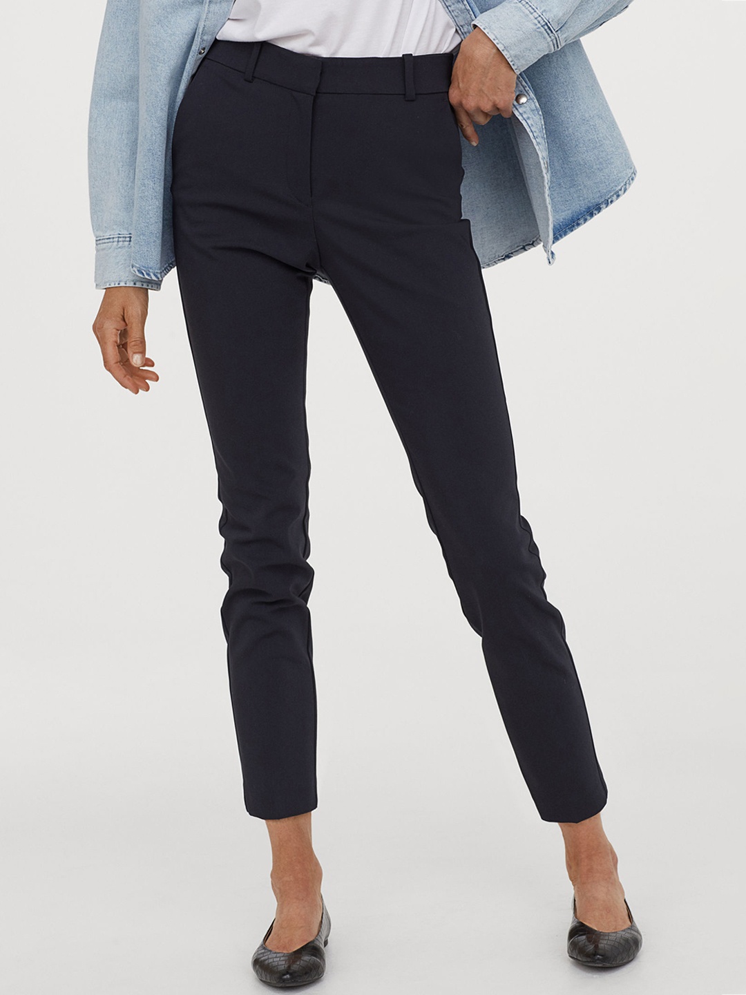 

H&M Women Navy Blue Cigarette Trousers