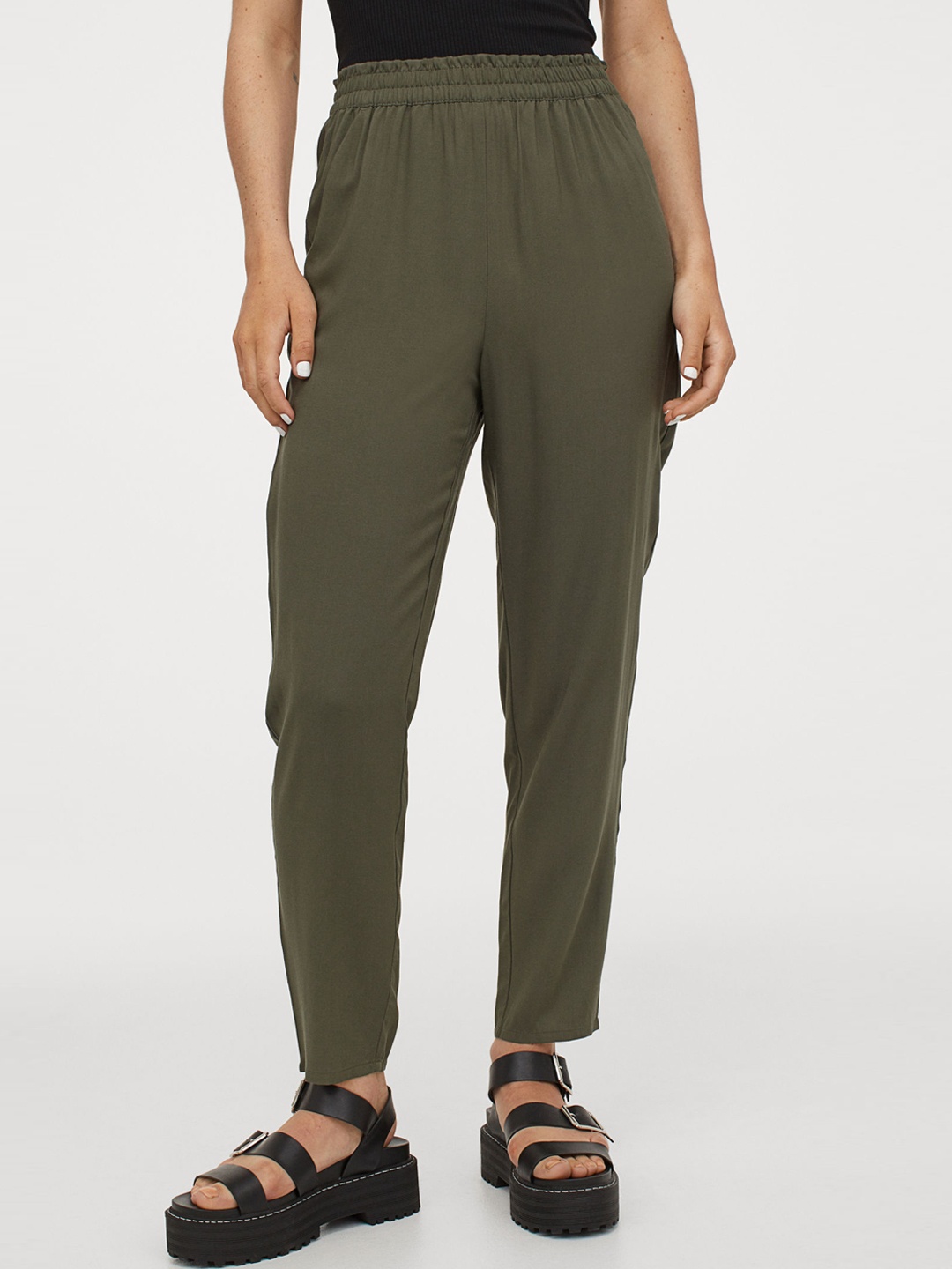 

H&M Women Green Pull-On Trousers