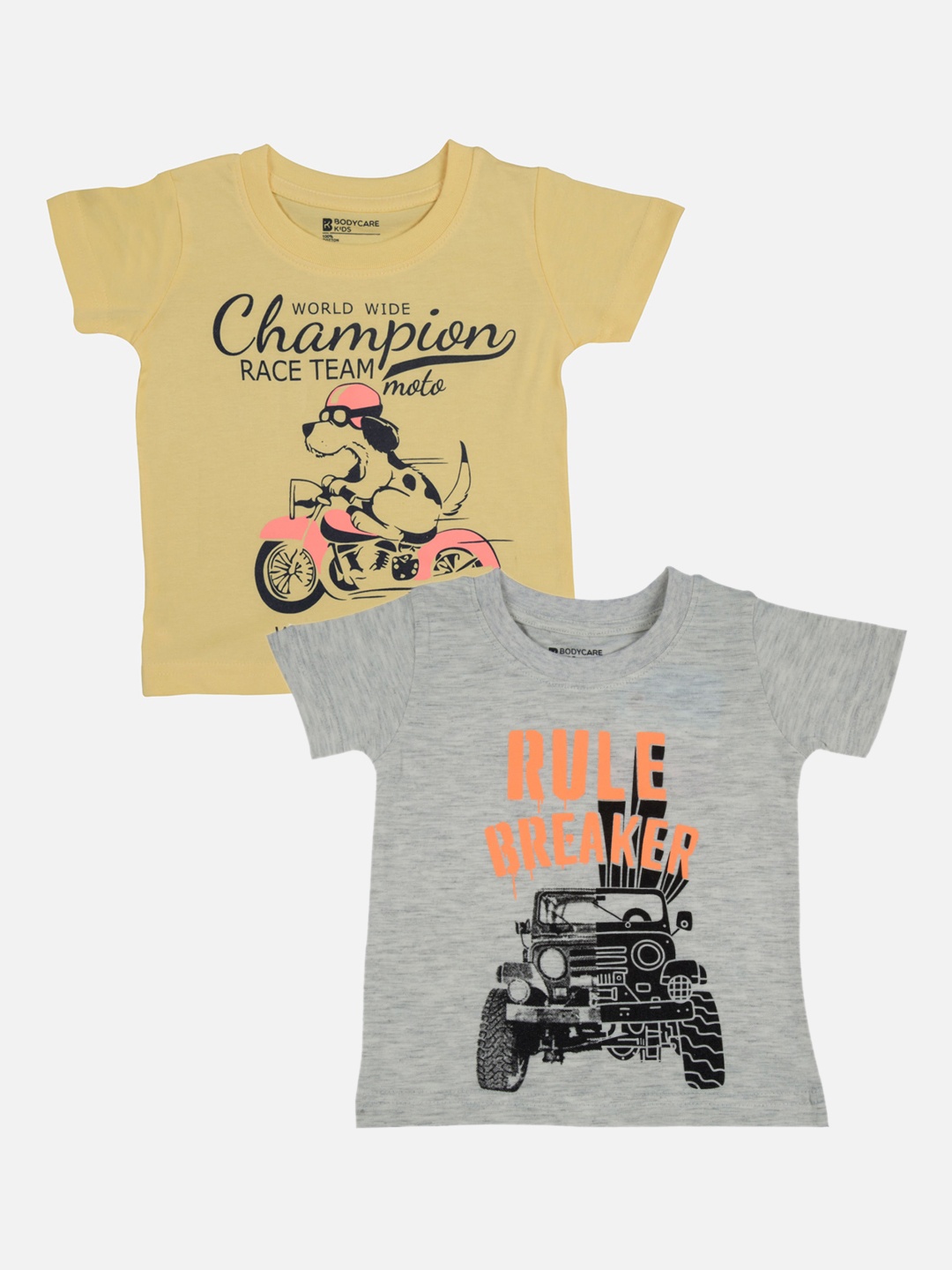 

Bodycare First Boys Pack Of 2 Printed Round Neck T-shirts, Grey