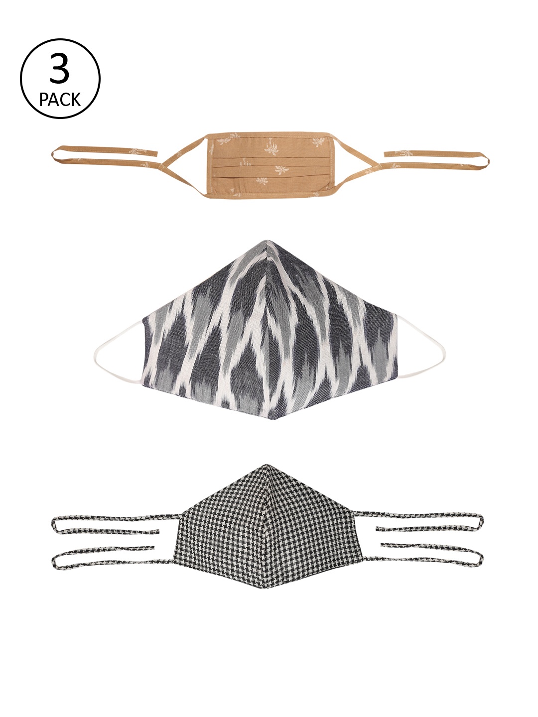 

TRINK Unisex 3-Pcs 2 Ply Fashion Masks, Multi