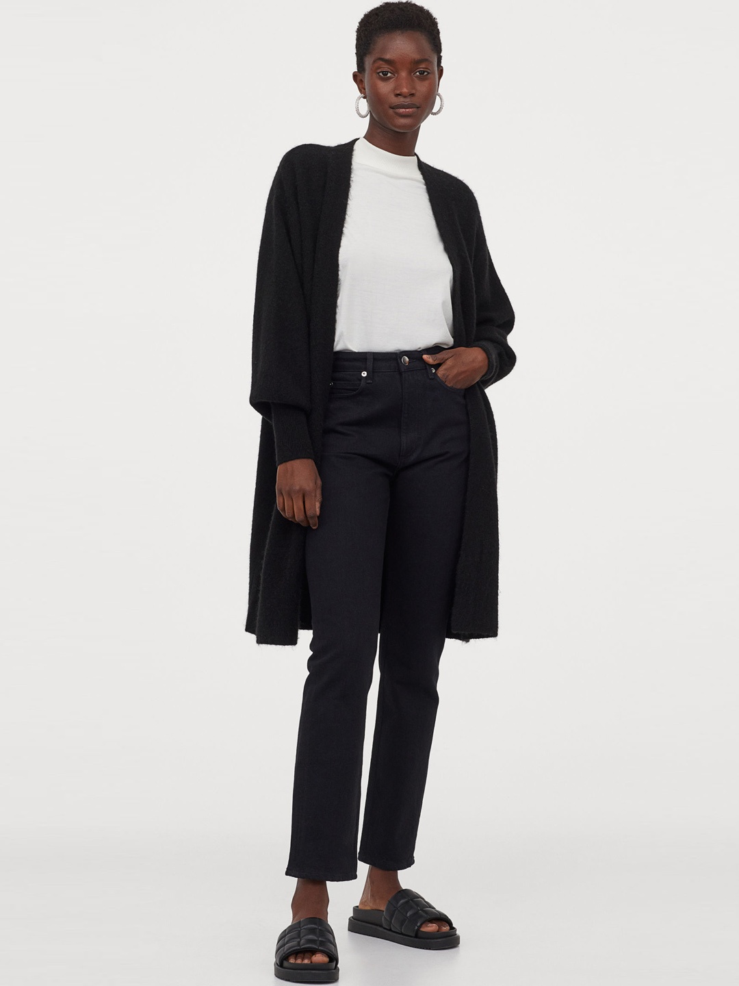 

H&M Women Black Long Cardigan