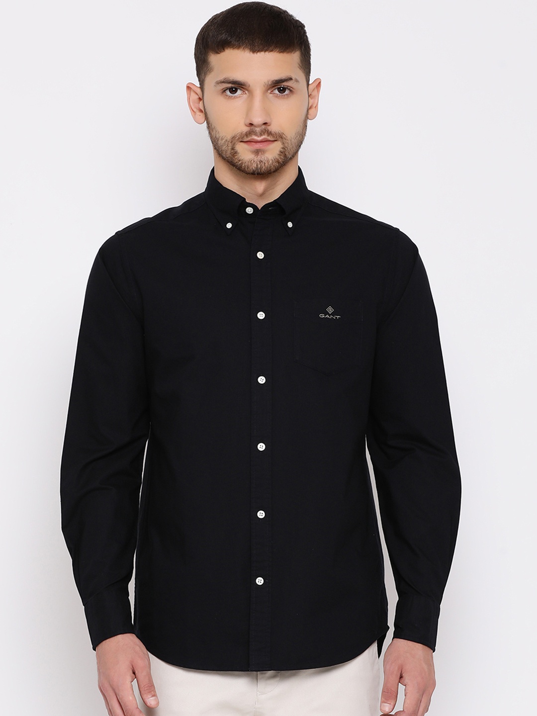 

GANT Men Black Slim Fit Solid Casual Shirt