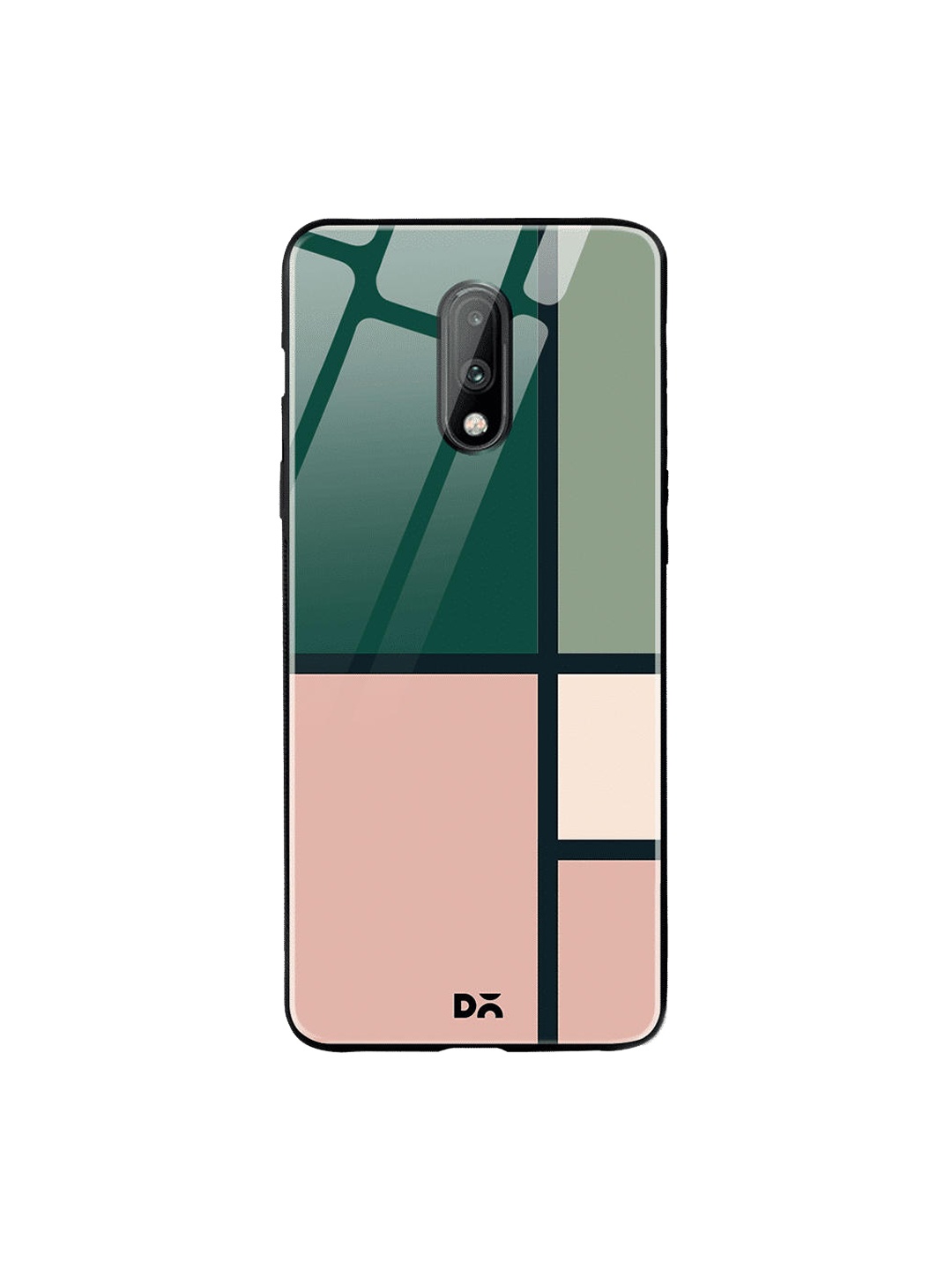 DailyObjects Pink & Green Colourblocked Window OnePlus 7 Glass Case