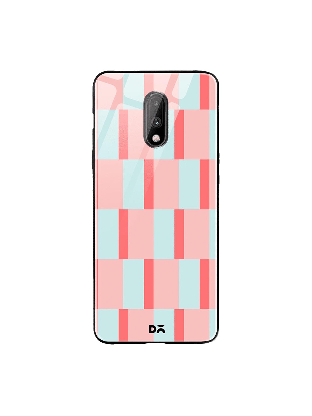 

DailyObjects Pink & Red Dual Blush Checks OnePlus 7 Glass Case