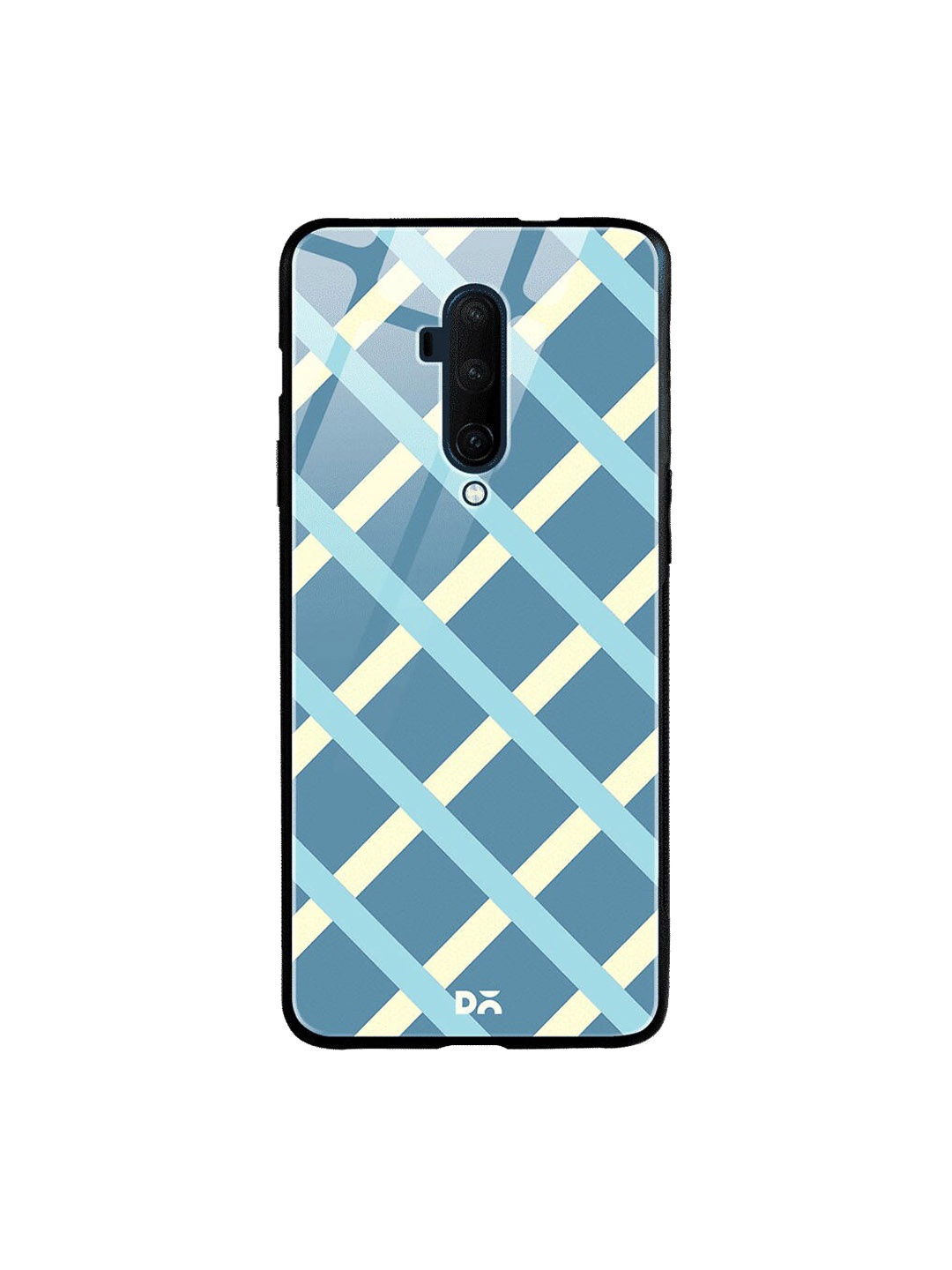 

DailyObjects Blue & White Blueberrry Diagonal Checks OnePlus 7 Pro Glass Case