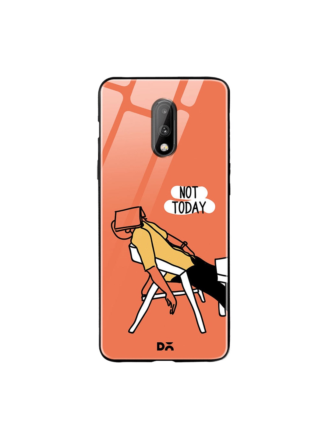 

DailyObjects Peach-Coloured & Yellow Not Today OnePlus 7 Glass Case