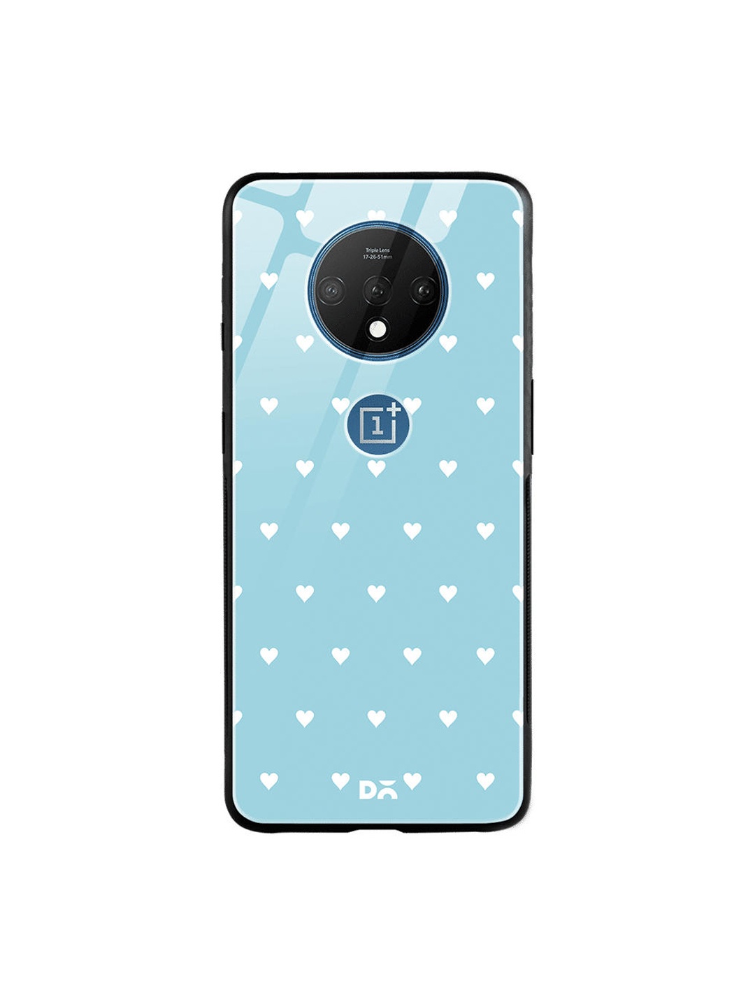 DailyObjects Blue & White Water Hearts OnePlus 7T Glass Cover