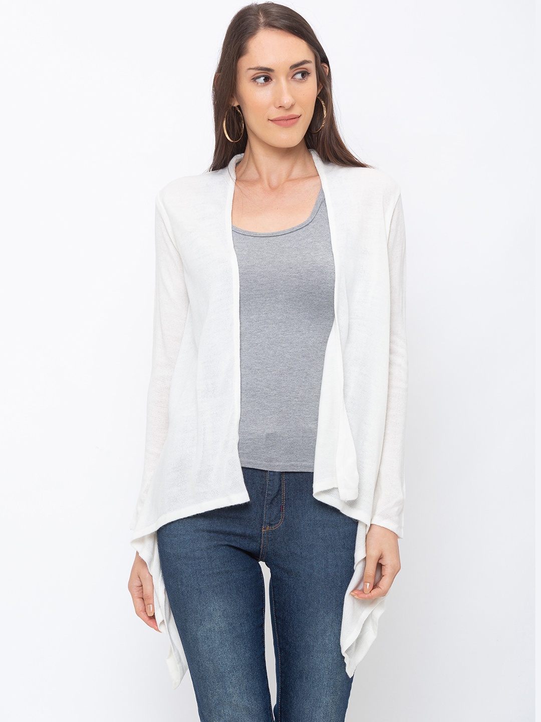 

Globus Women Off-White Solid Open Front Shrug