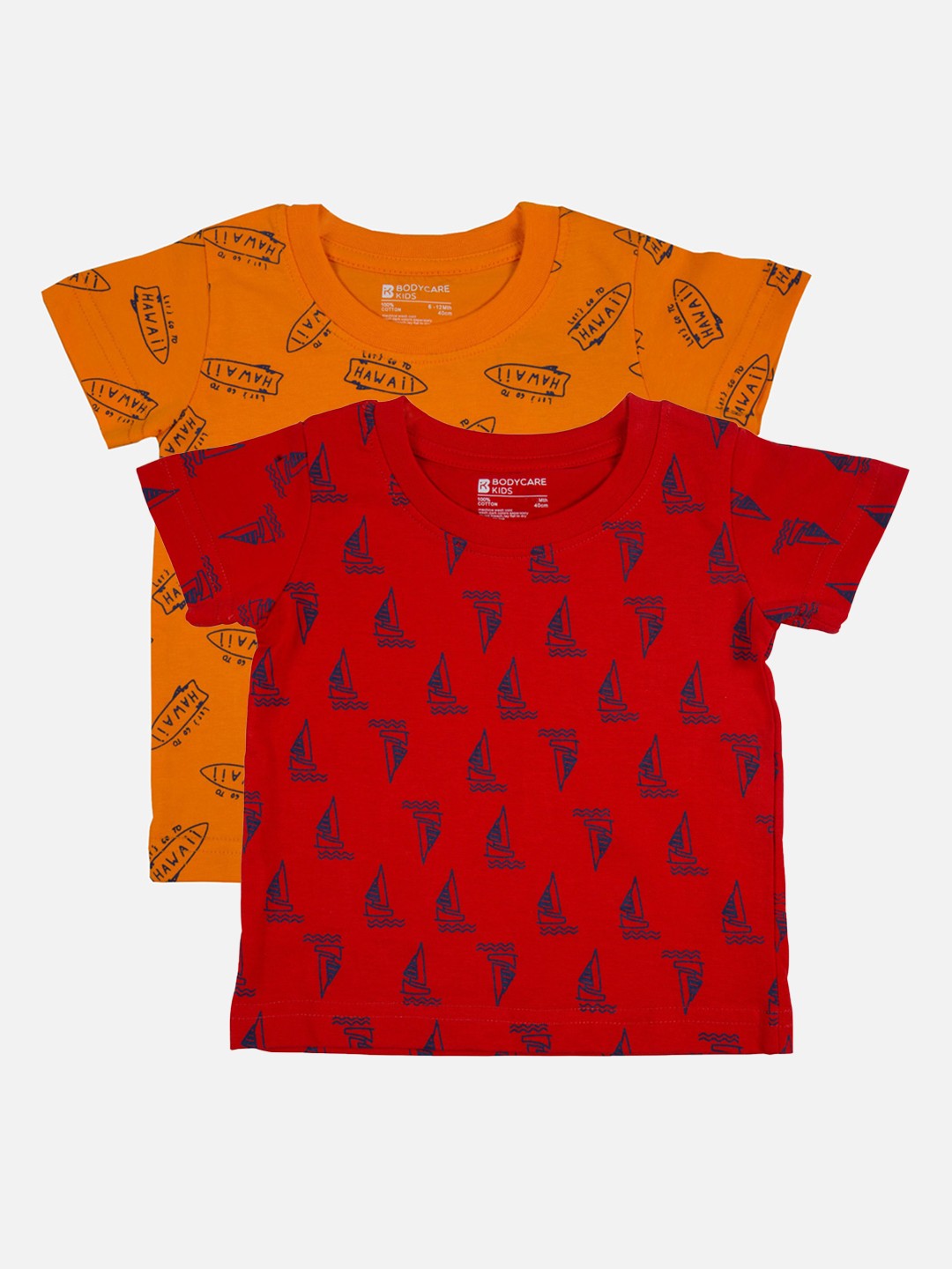 

Bodycare First Boys Pack Of 2 Printed Round Neck T-shirt, Red