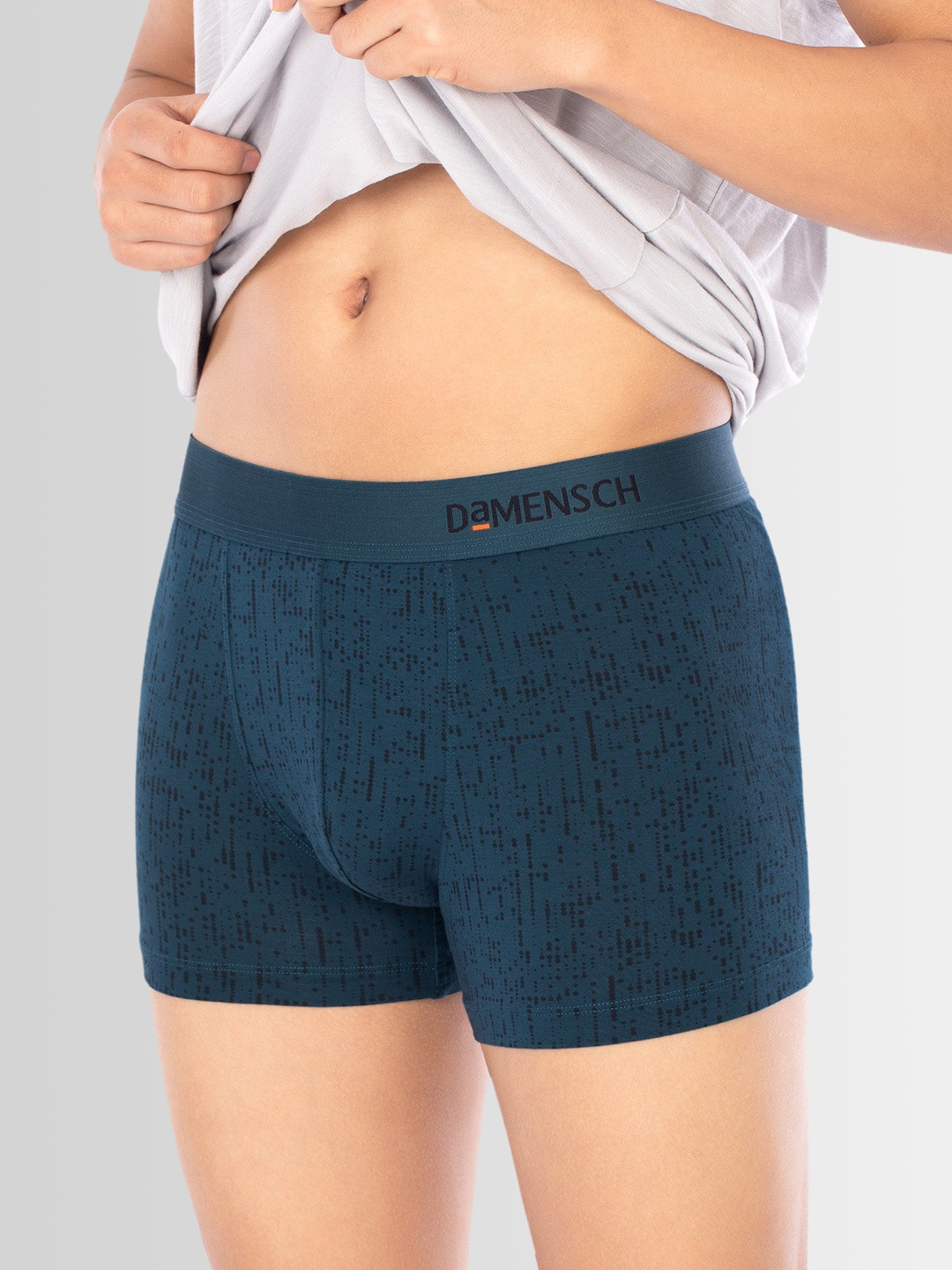 

DaMENSCH Men DEO-SOFT Deodorizing Micro Modal Anti-Bacterial Printed Trunks DAM-PRIN-T-MB, Navy blue