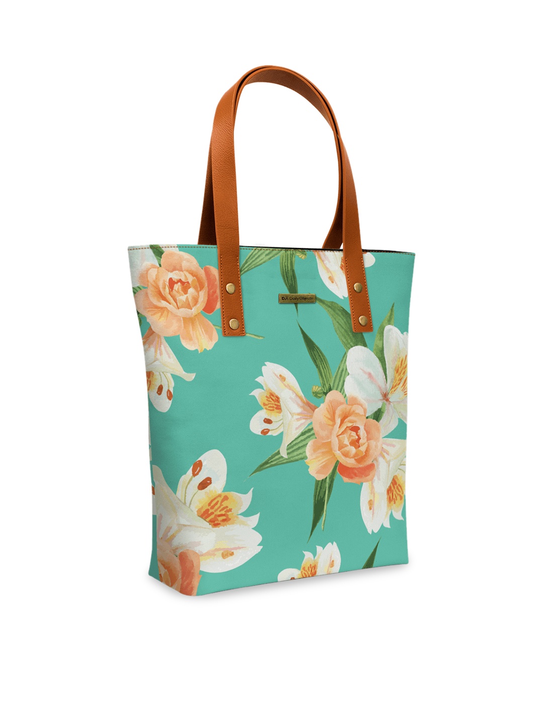 

DailyObjects Green & Orange Floral Printed Tote Bag