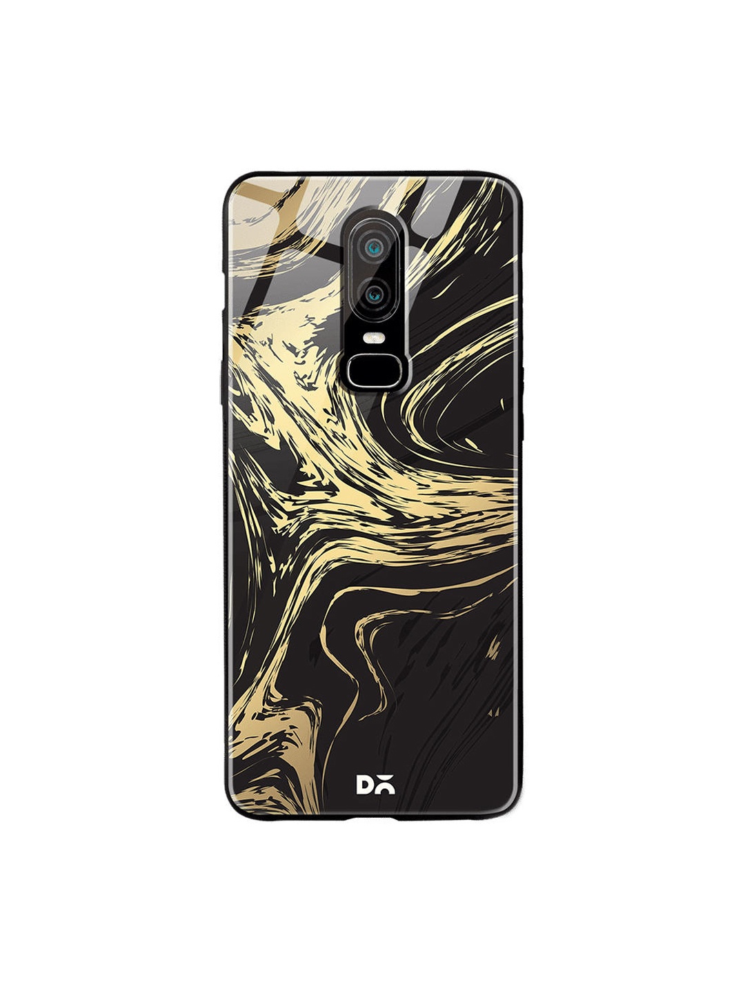

DailyObjects Black & Gold-Toned Marble Art OnePlus 6 Glass Case