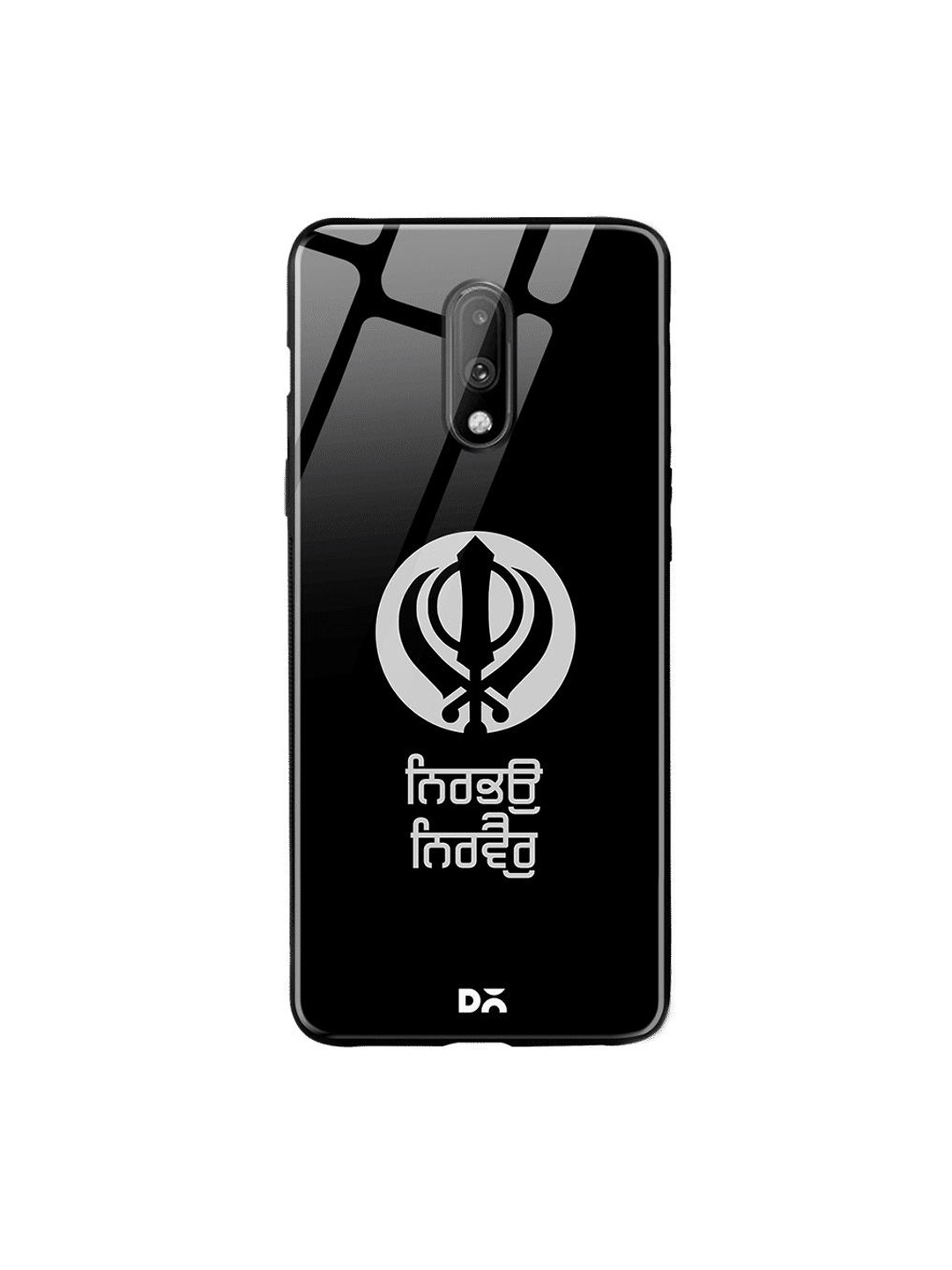 

DailyObjects Black & White Nirbhau Nirvair OnePlus 7 Glass Case