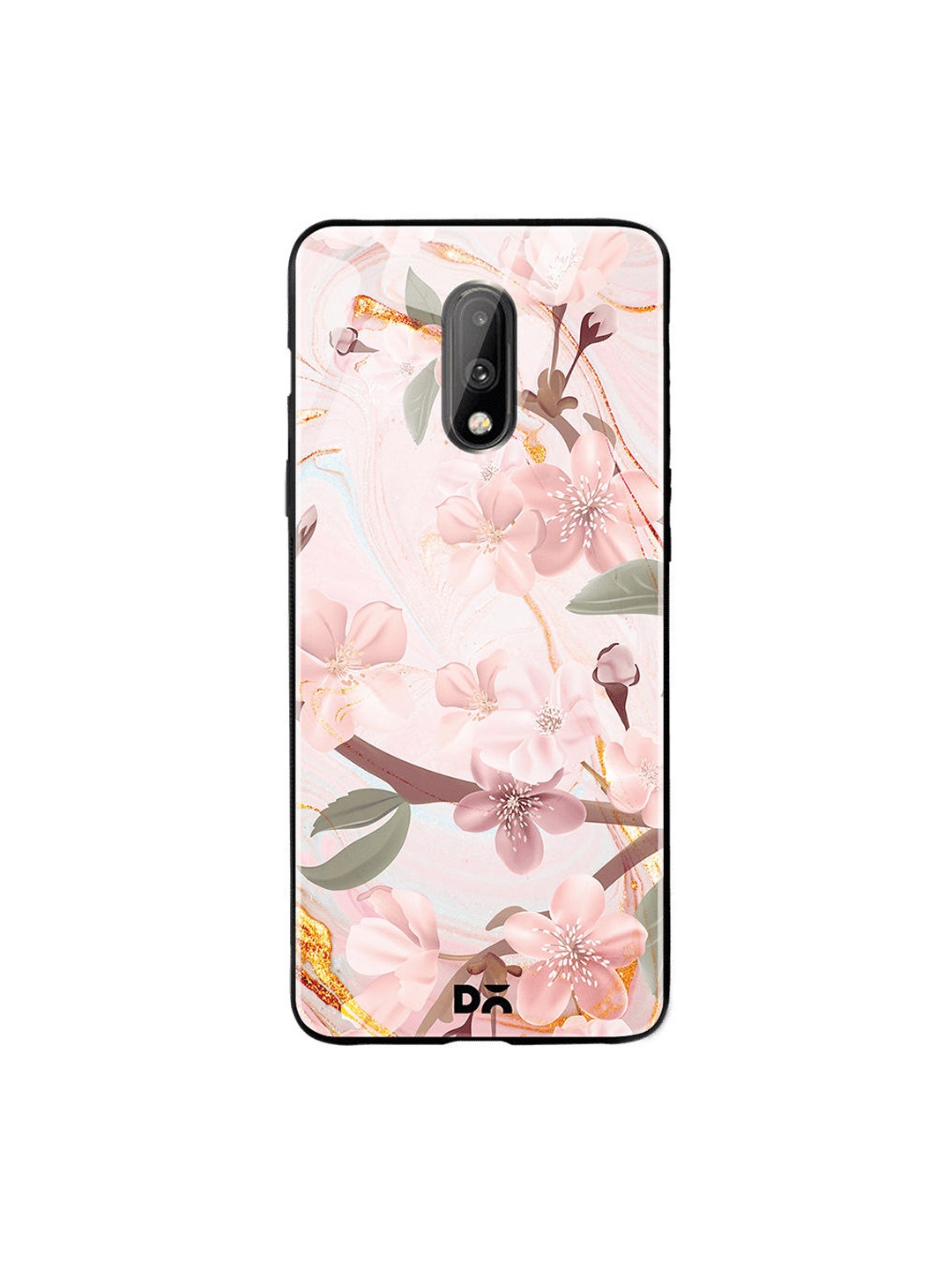 

DailyObjects Pink & Green Marble Flowers OnePlus 7 Glass Case