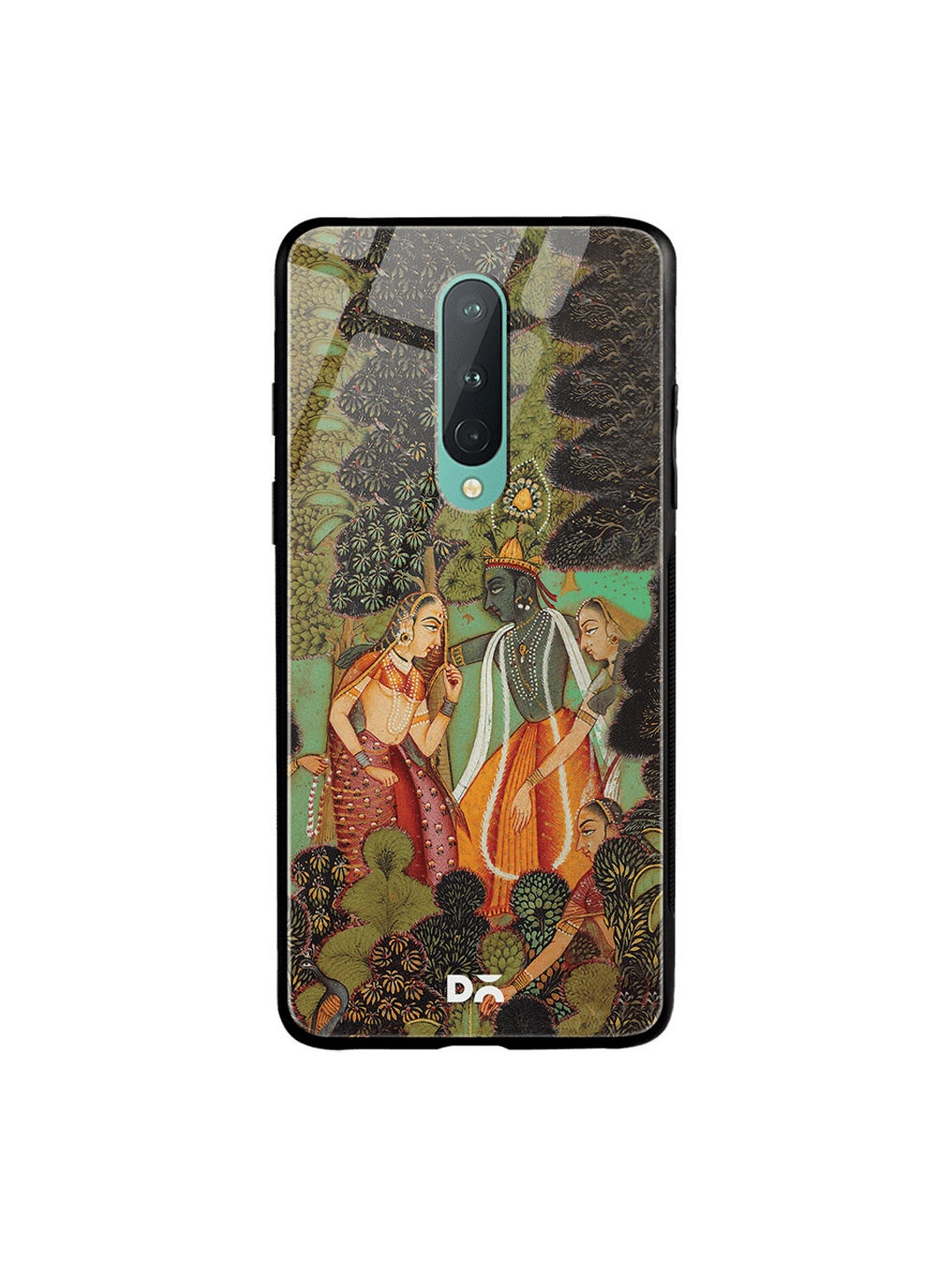 DailyObjects Green & Orange Krishna OnePlus 8 Glass Case