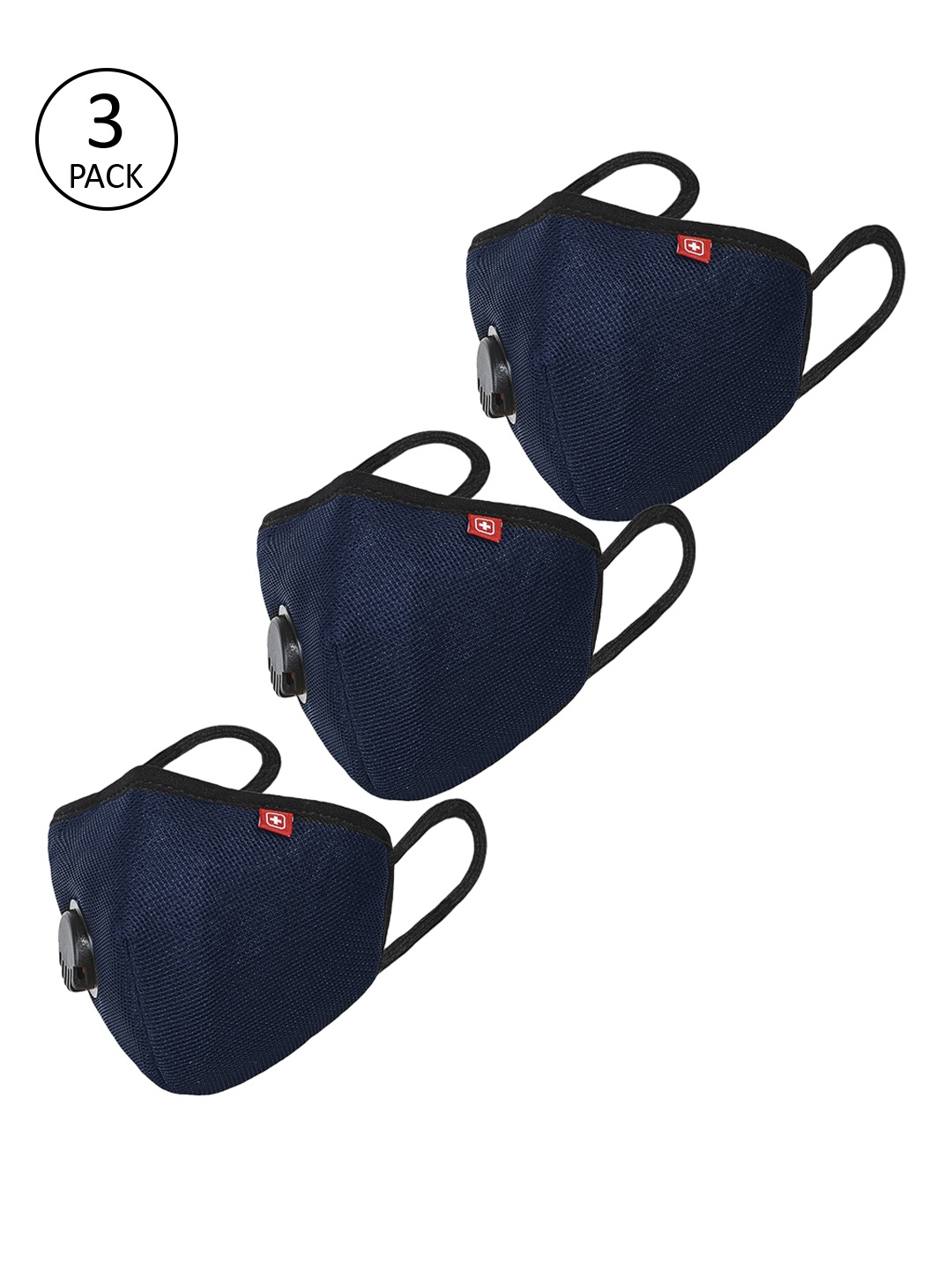 

SWISS MILITARY Unisex Blue 3 Pcs 3 -Ply A95+ Valved Outdoor Masks