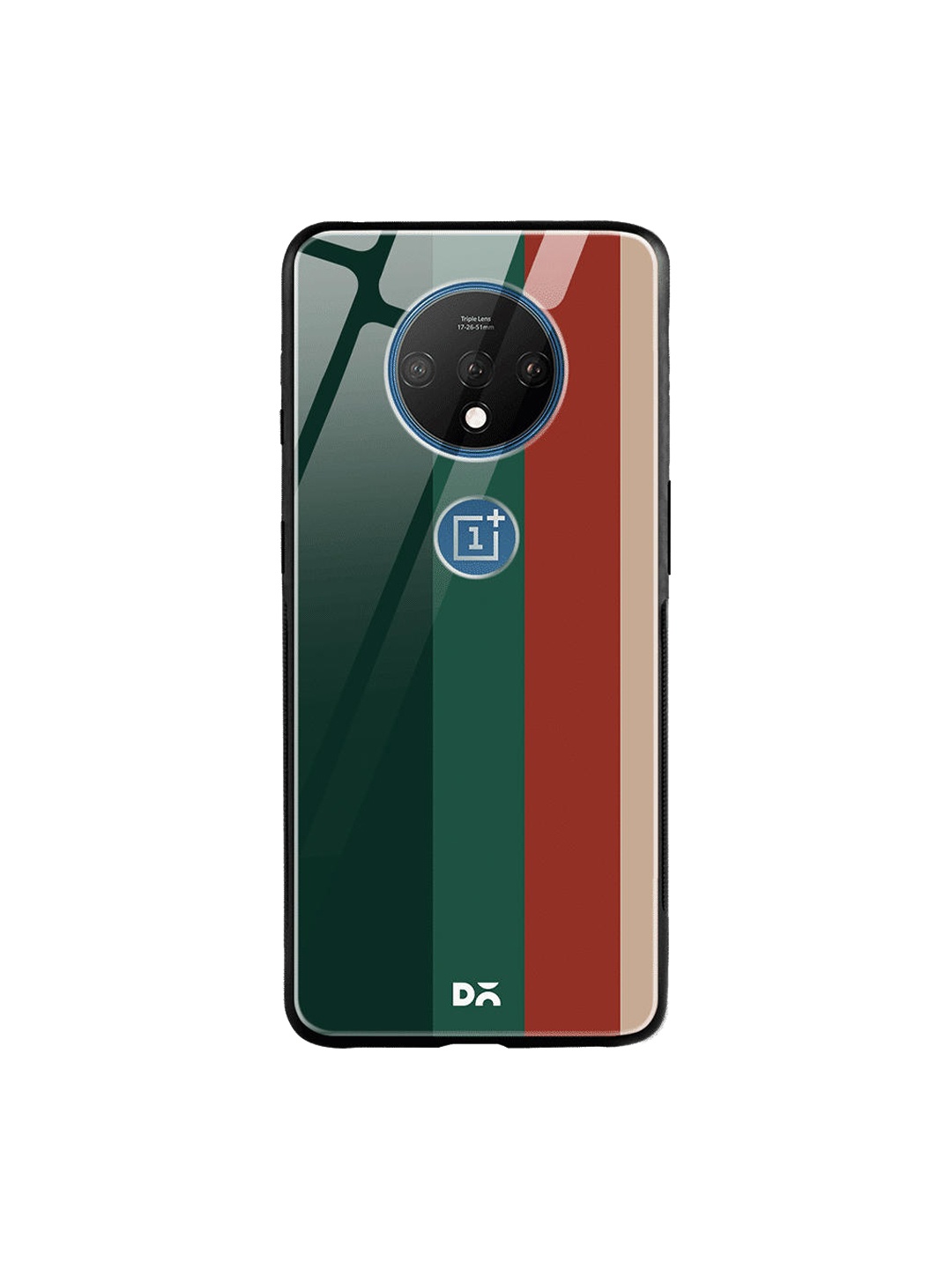 DailyObjects Green & Red Vertical OnePlus 7T Glass Case