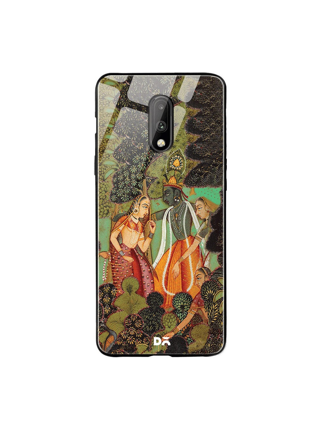 

DailyObjects Green & Orange Krishna OnePlus 7 Glass Case