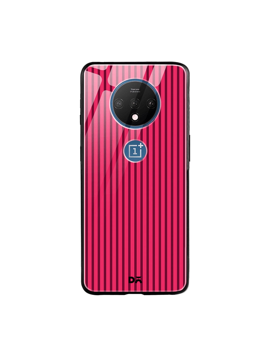 DailyObjects Pink & Burgundy Stripes OnePlus 7T Glass Case