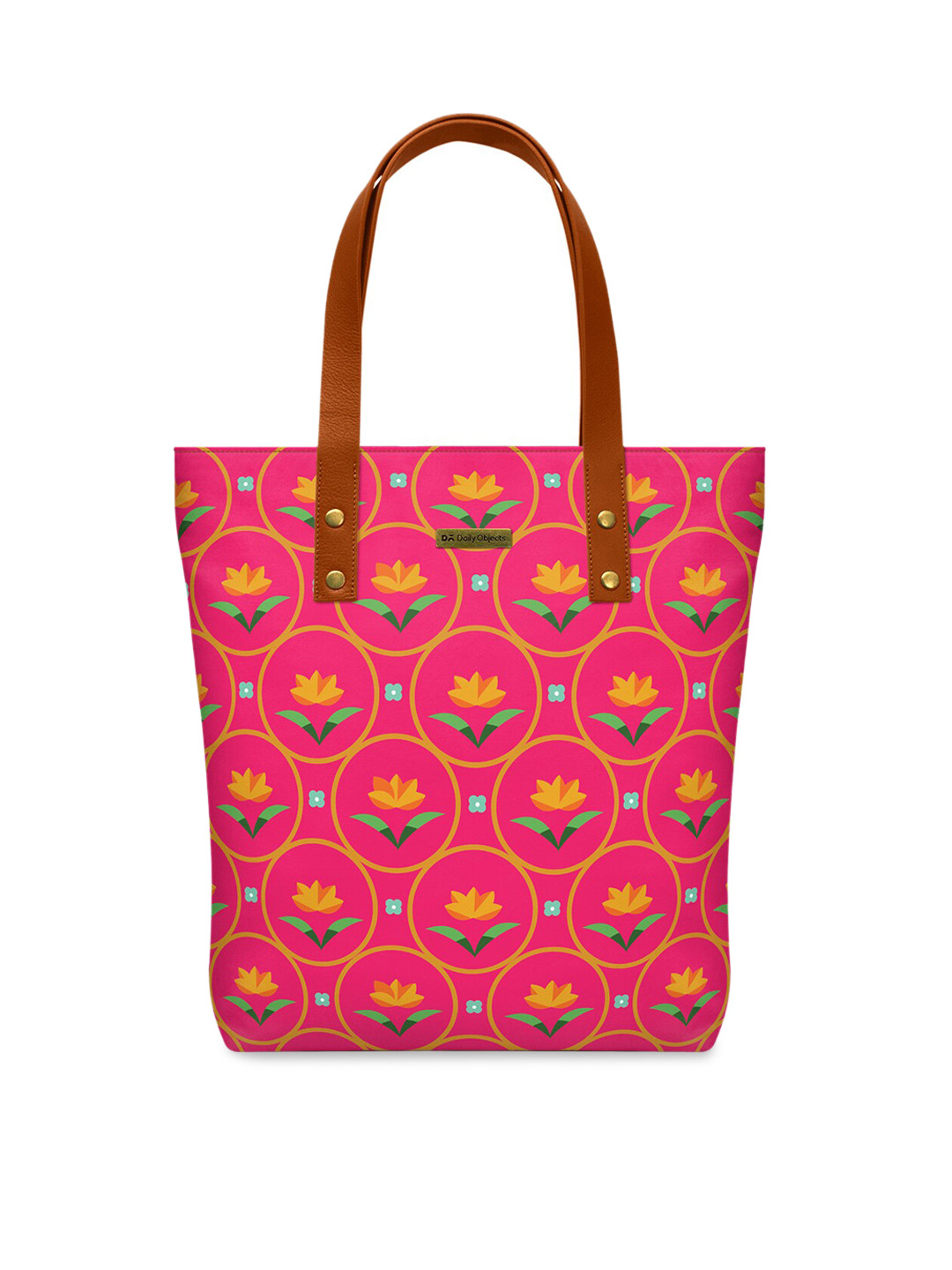

DailyObjects Pink & Yellow Floral Printed Tote Bag