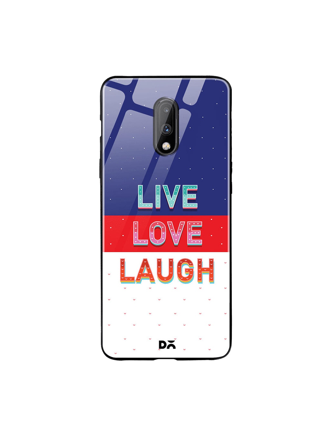 

DailyObjects Blue & Red Live Love Laugh Tricolour OnePlus 7 Glass Case