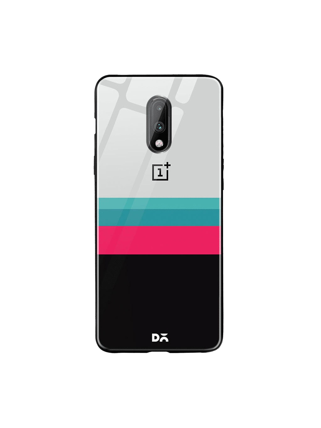 

DailyObjects Black & Grey Color-Blocked OnePlus 7 Glass Mobile Case