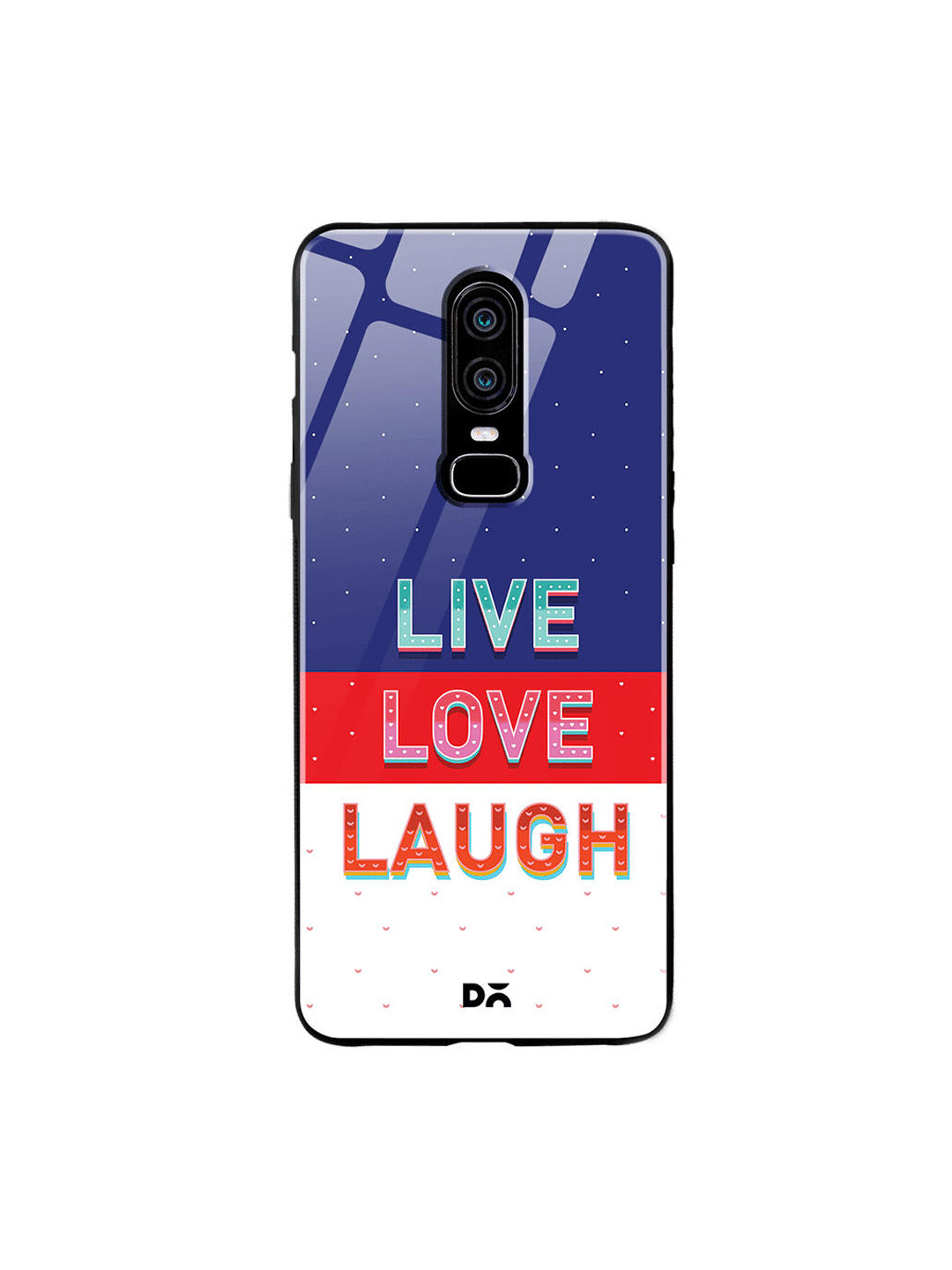 

DailyObjects Blue & Red Live Love Laugh Tricolour OnePlus 6 Glass Case