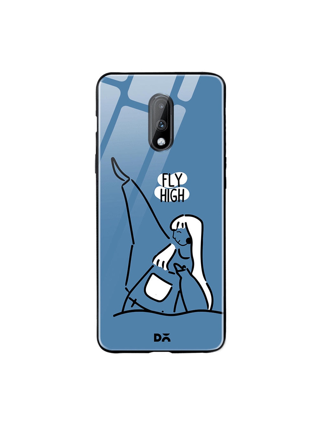 DailyObjects Blue & White Flying High OnePlus 7 Glass Case