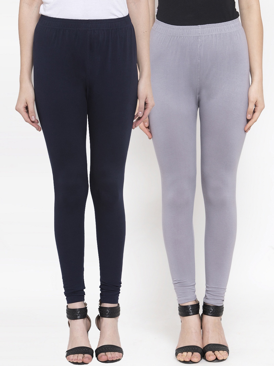

TAG 7 Women Pack Of 2 Solid Leggings, Grey
