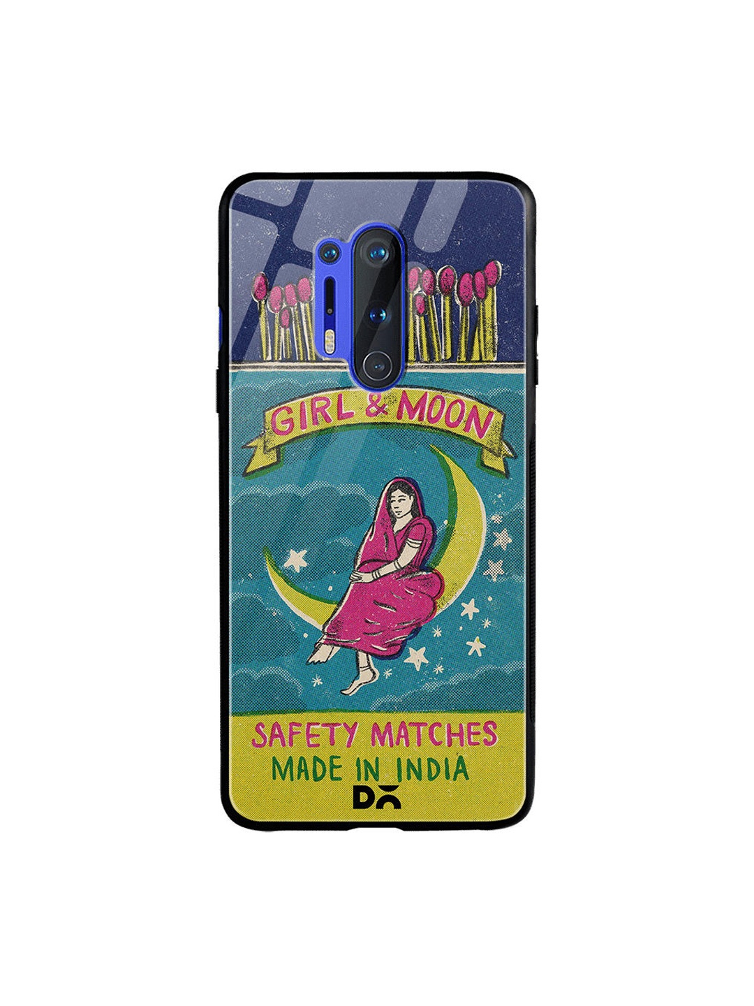 

DailyObjects Blue & Pink Moon Girl Matchbox OnePlus 8 Pro Glass Case