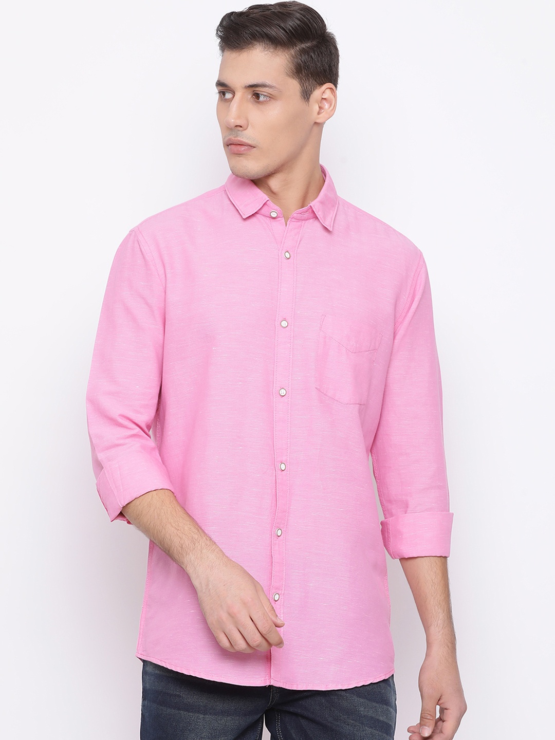 

Richlook Men Pink Slim Fit Solid Casual Shirt