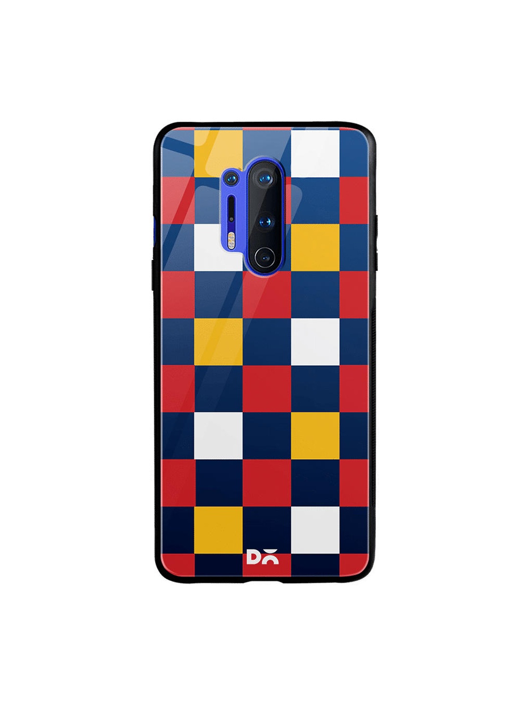 DailyObjects Blue & Red Quartet Checks 3 OnePlus 8 Pro Glass Case