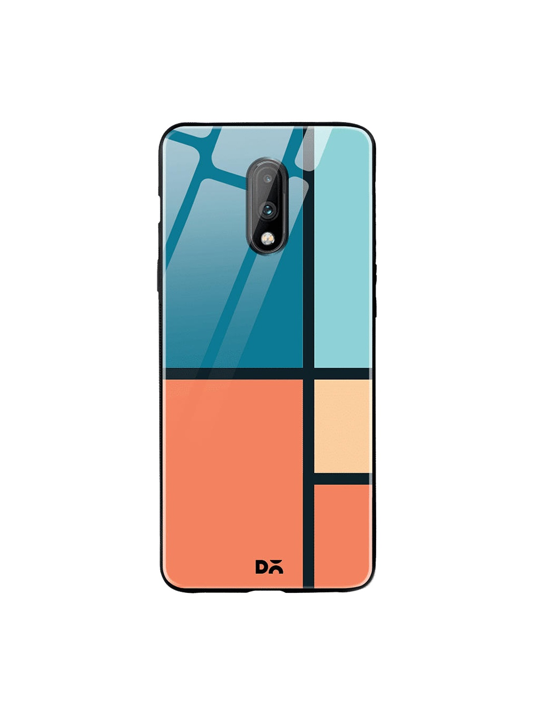 

DailyObjects Teal Blue & Peach-Coloured Window OnePlus 7 Glass Case