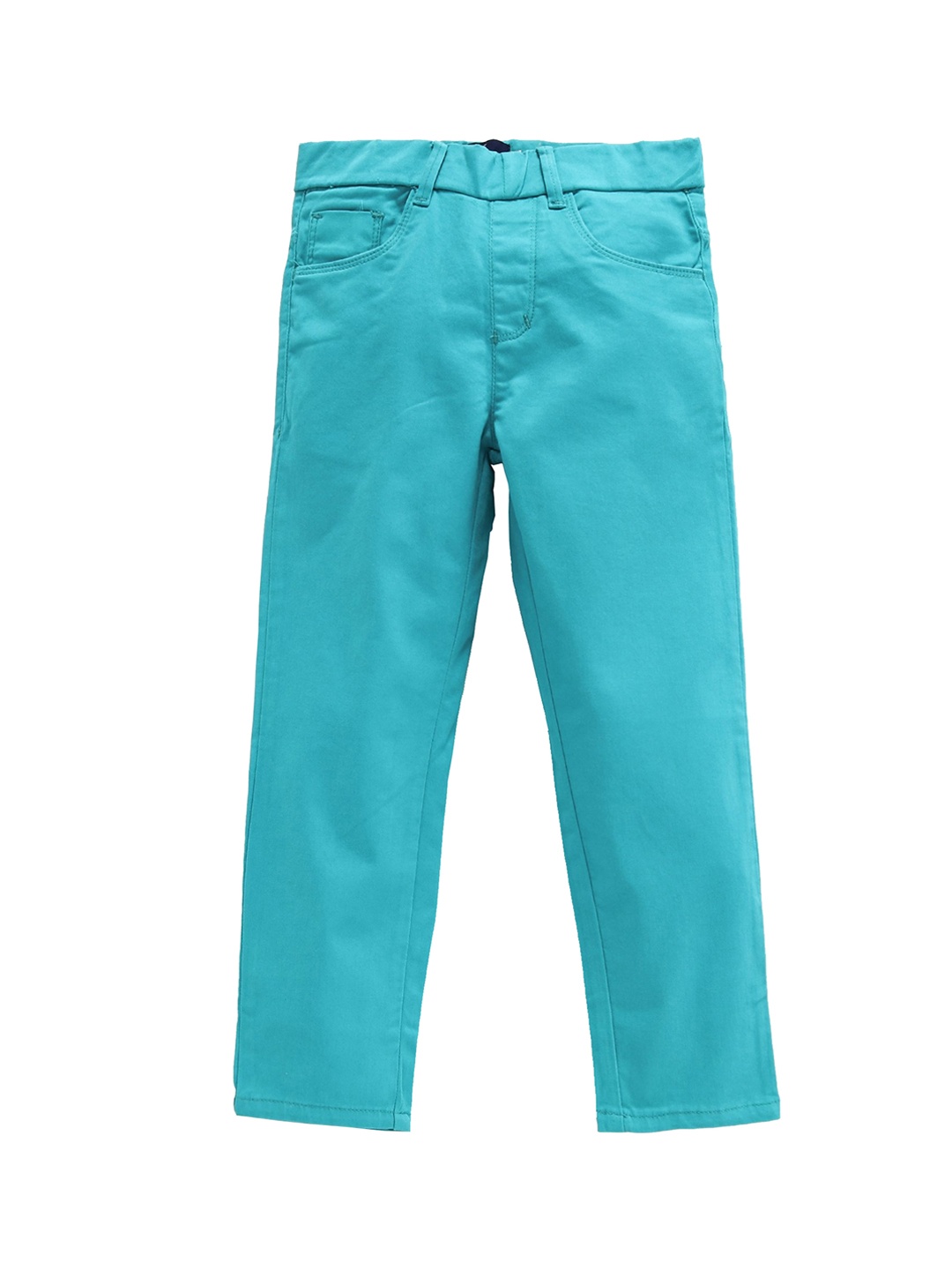 

KiddoPanti Girls Teal Blue Solid Stretch Twill Jeggings