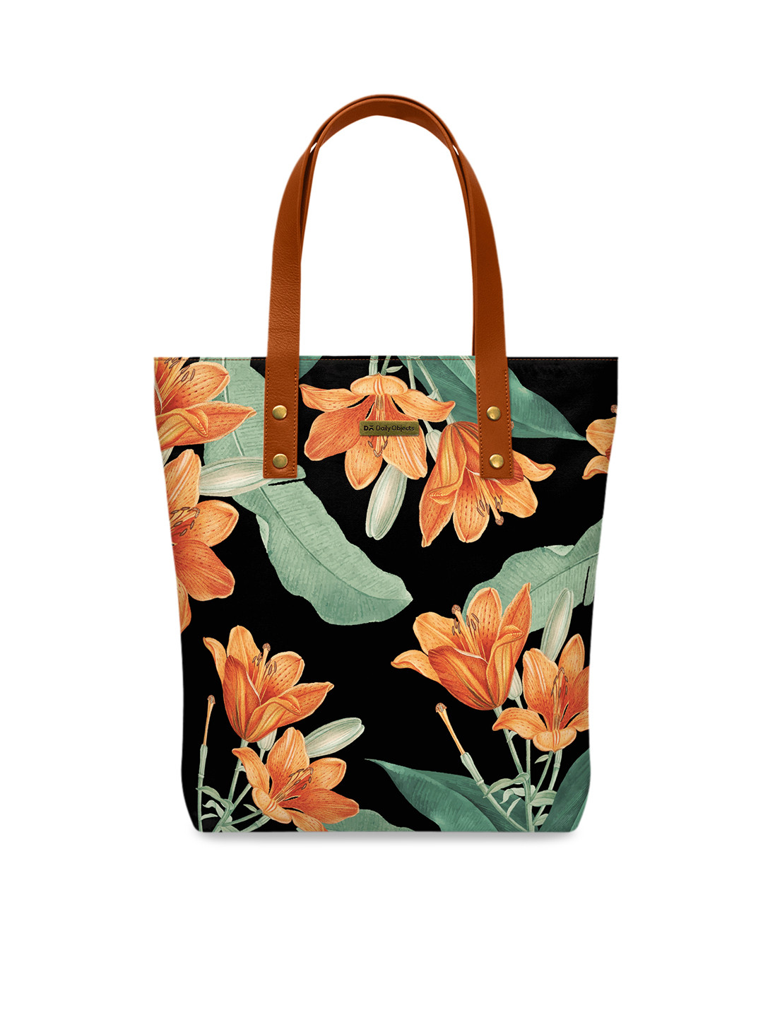

DailyObjects Black & Orange Printed Tote Bag