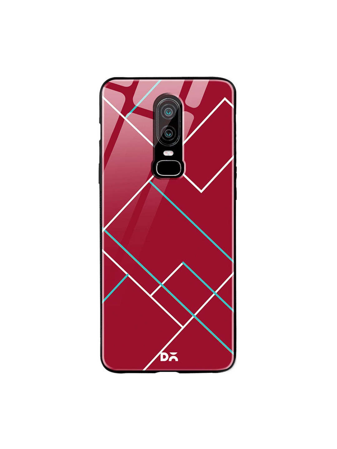 

DailyObjects Red & White Brick Tech Lines OnePlus 6 Glass Case