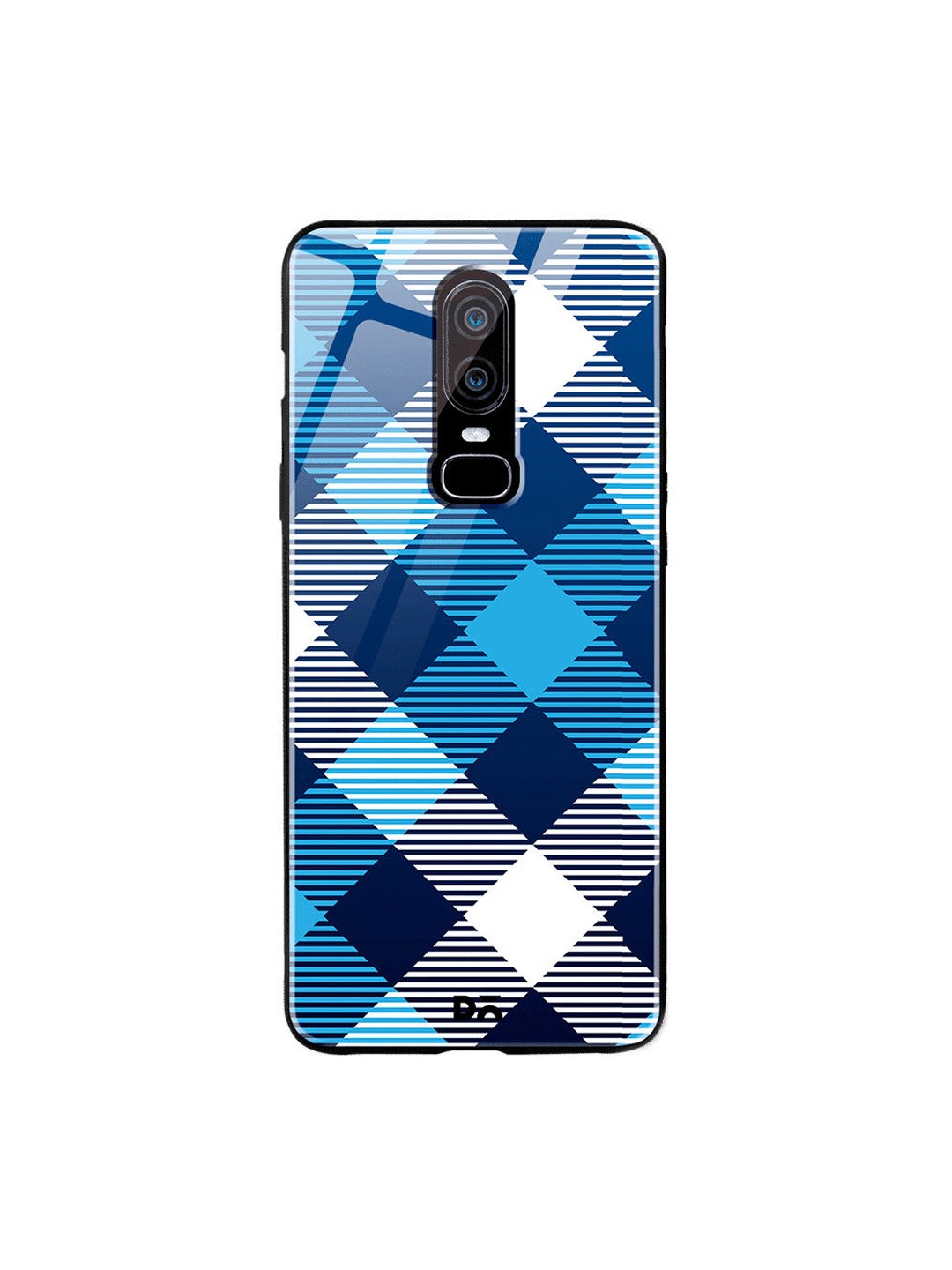 

DailyObjects Blue & White Medium Static Nightfall Checks OnePlus 6 Glass Case