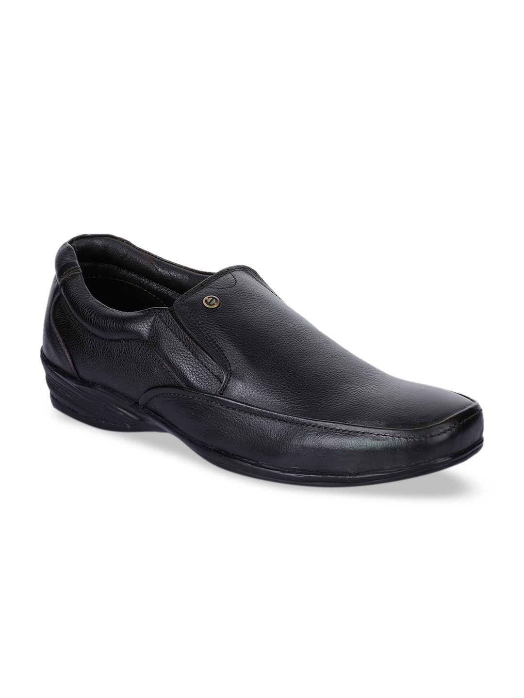 

Liberty Men Black Solid Leather Formal Slip-Ons