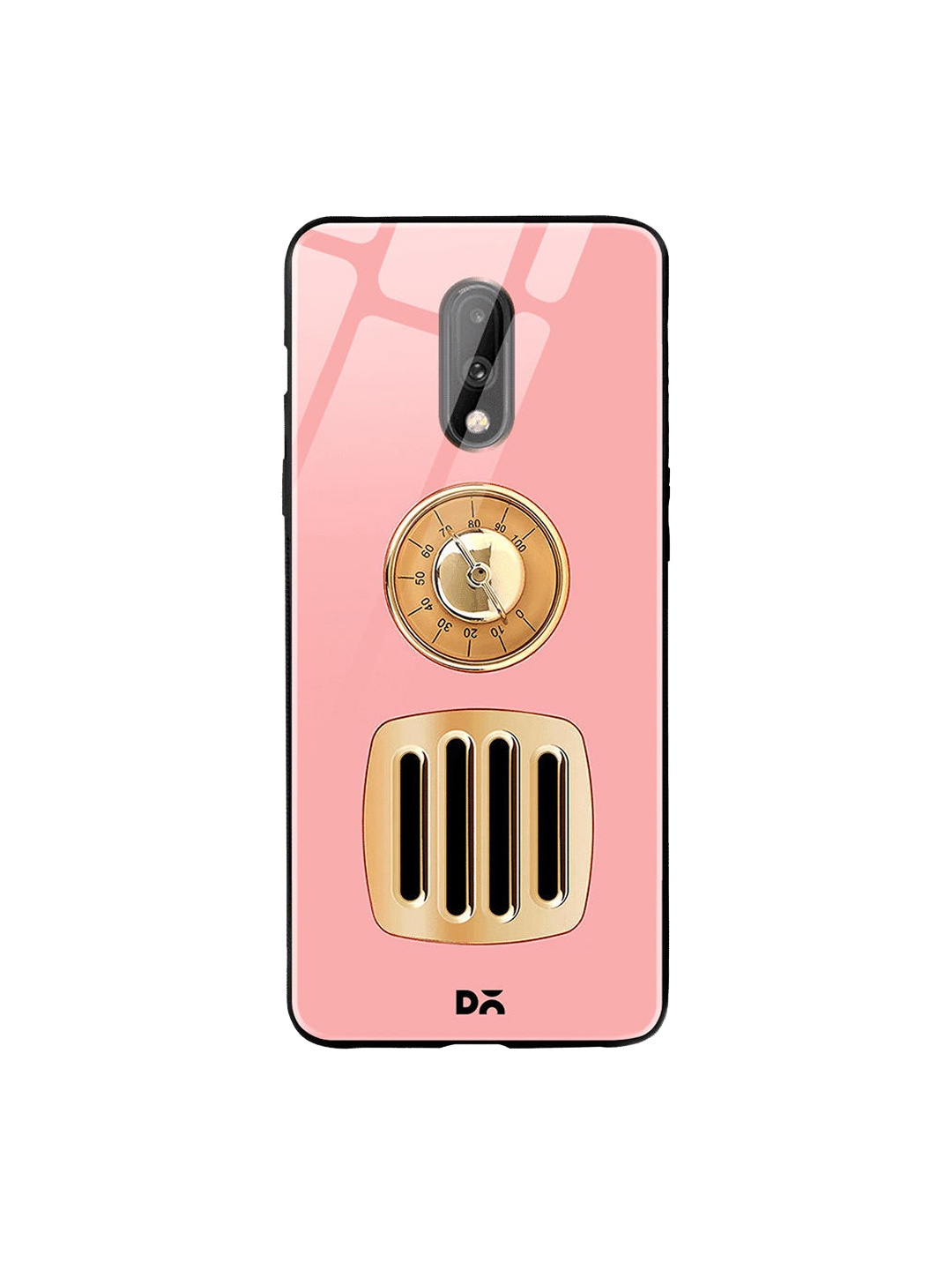 

DailyObjects Pink & Gold-Toned Radio OnePlus 7 Glass Mobile Case