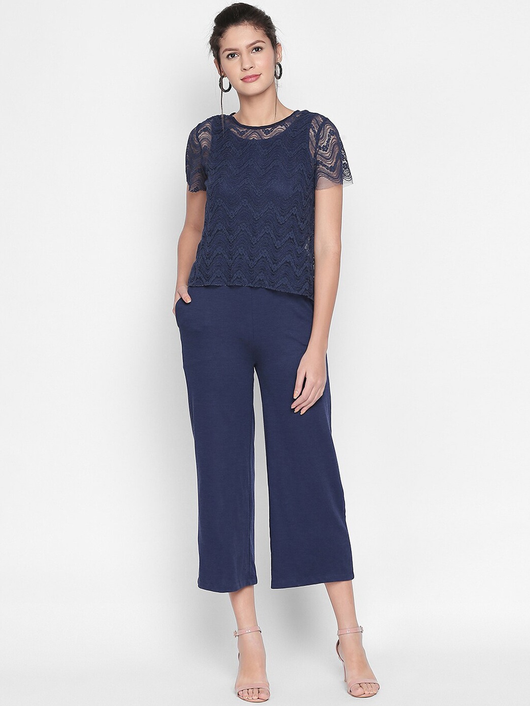 

Forever Glam by Pantaloons Women Navy Blue Solid Basic Jumpsuit