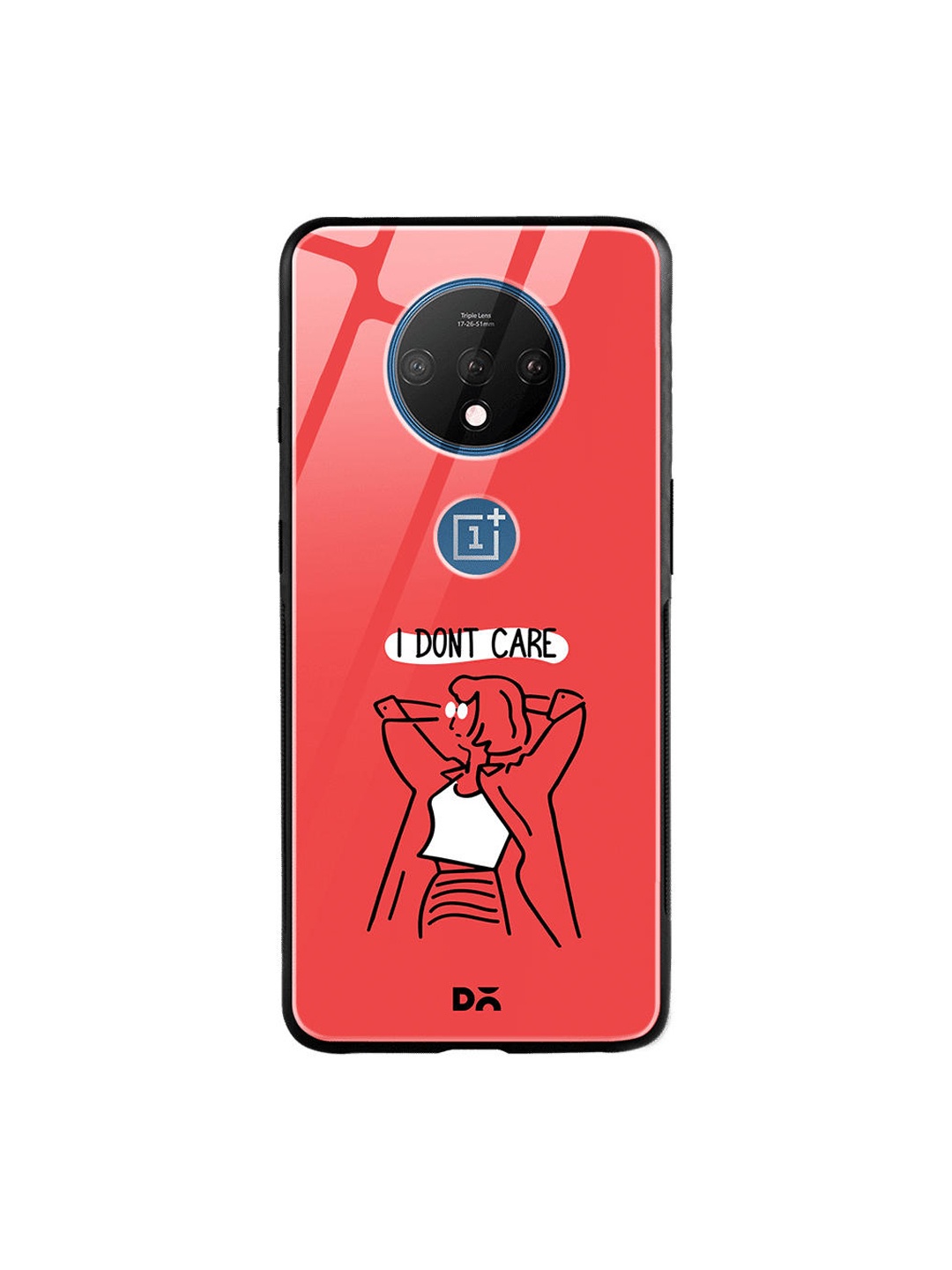 

DailyObjects Red & White I Don't Care OnePlus 7T Glass Case