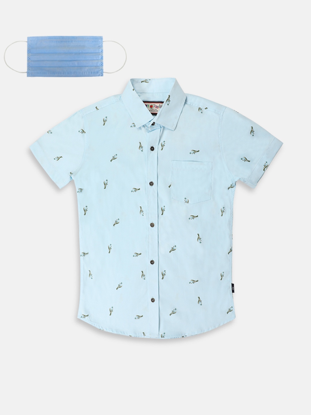 Lil Tomatoes Boys Blue Regular Fit Printed Casual Shirt