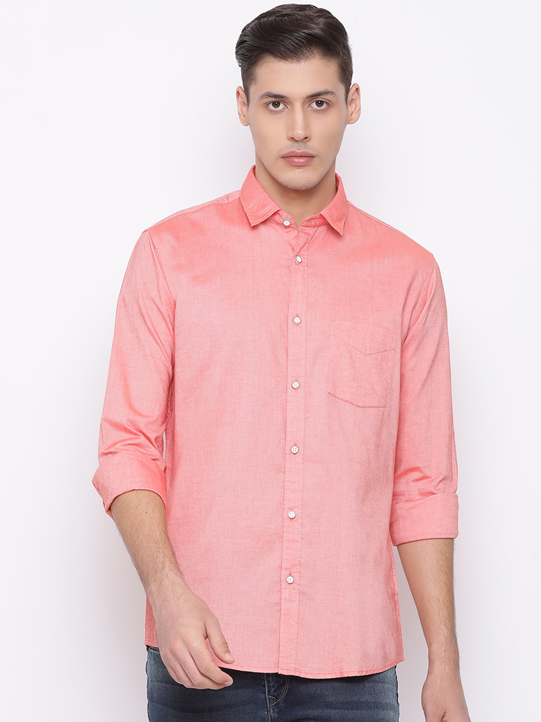 

Richlook Men Coral Slim Fit Solid Casual Shirt