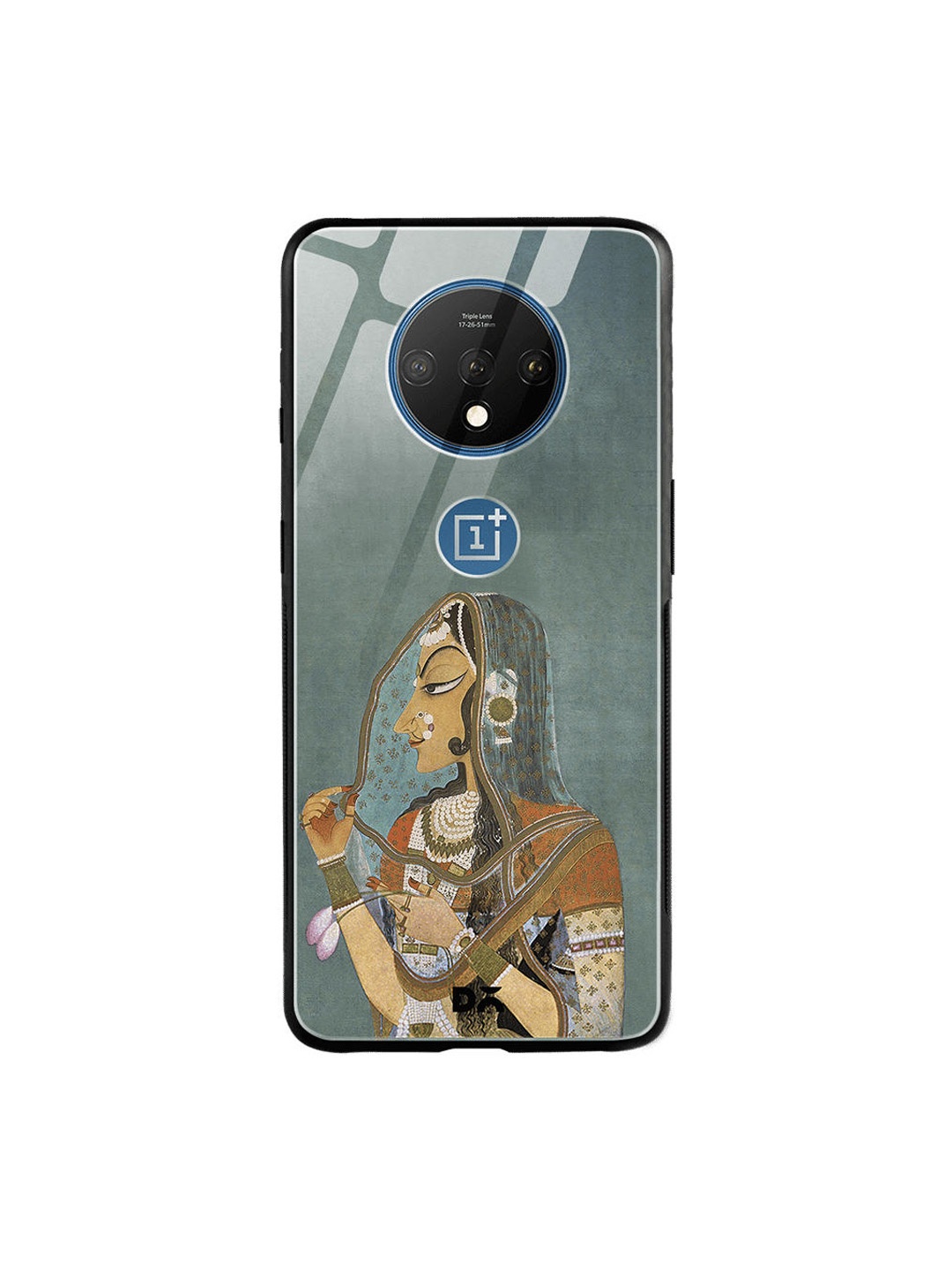 

DailyObjects Grey & Brown Vieled Woman OnePlus 7T Glass Case