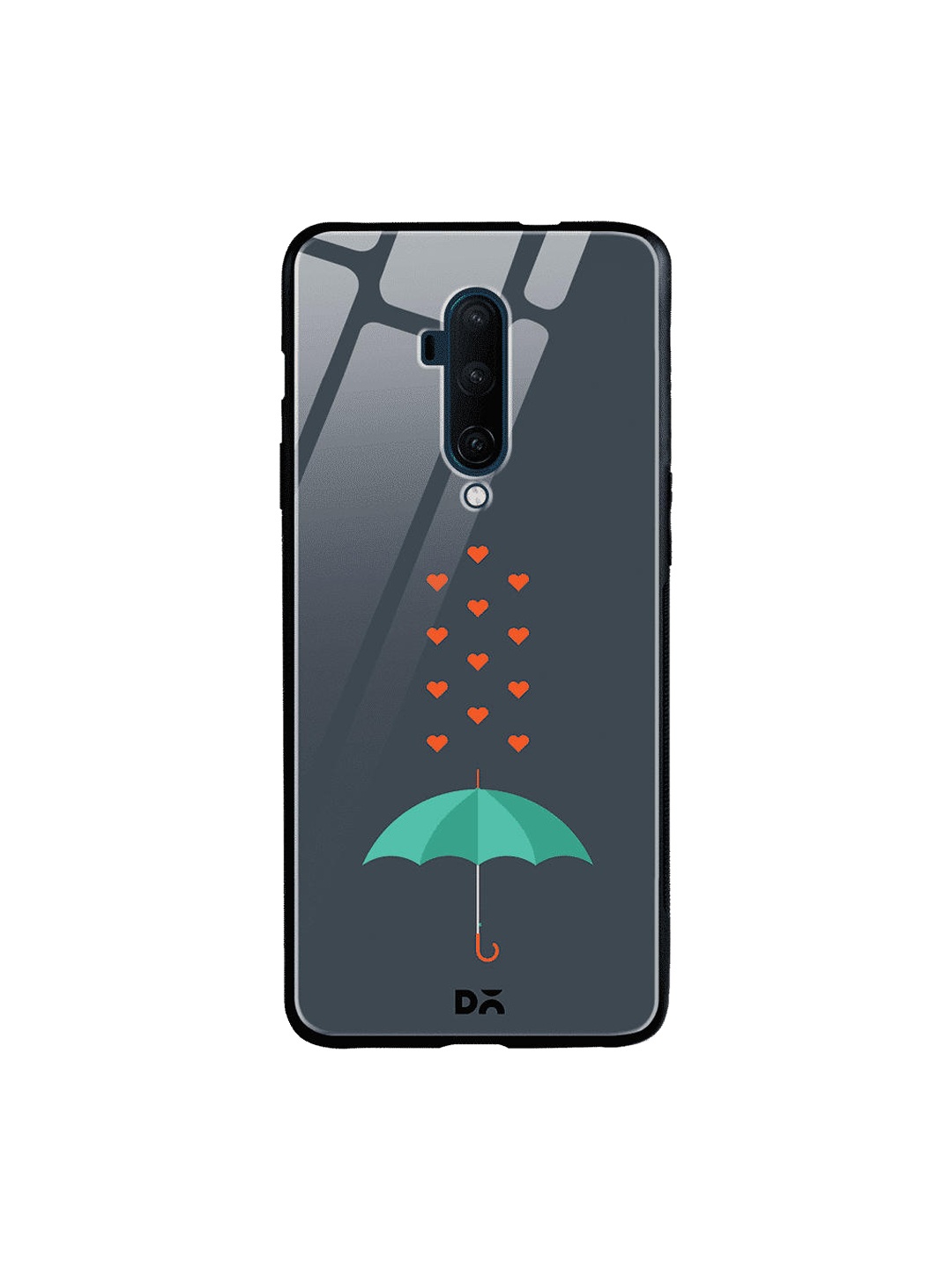

DailyObjects Grey & Orange Its Raining Hearts OnePlus 7 Pro Glass Case