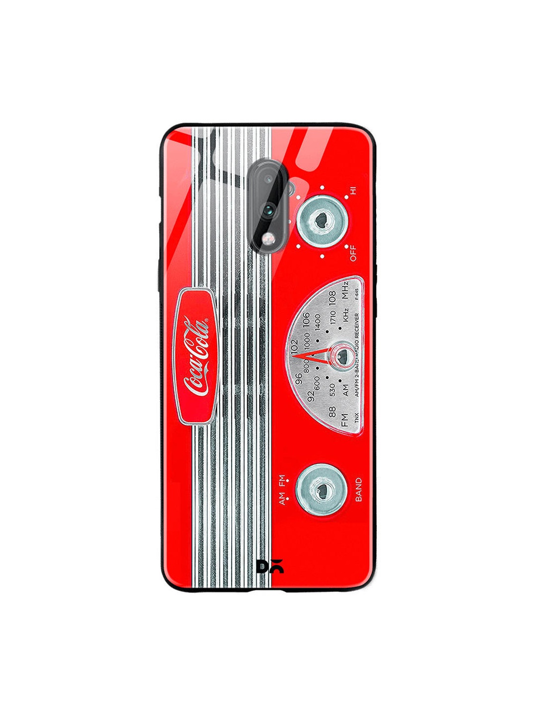 DailyObjects Red & Grey Coke Radio OnePlus 7 Glass Case